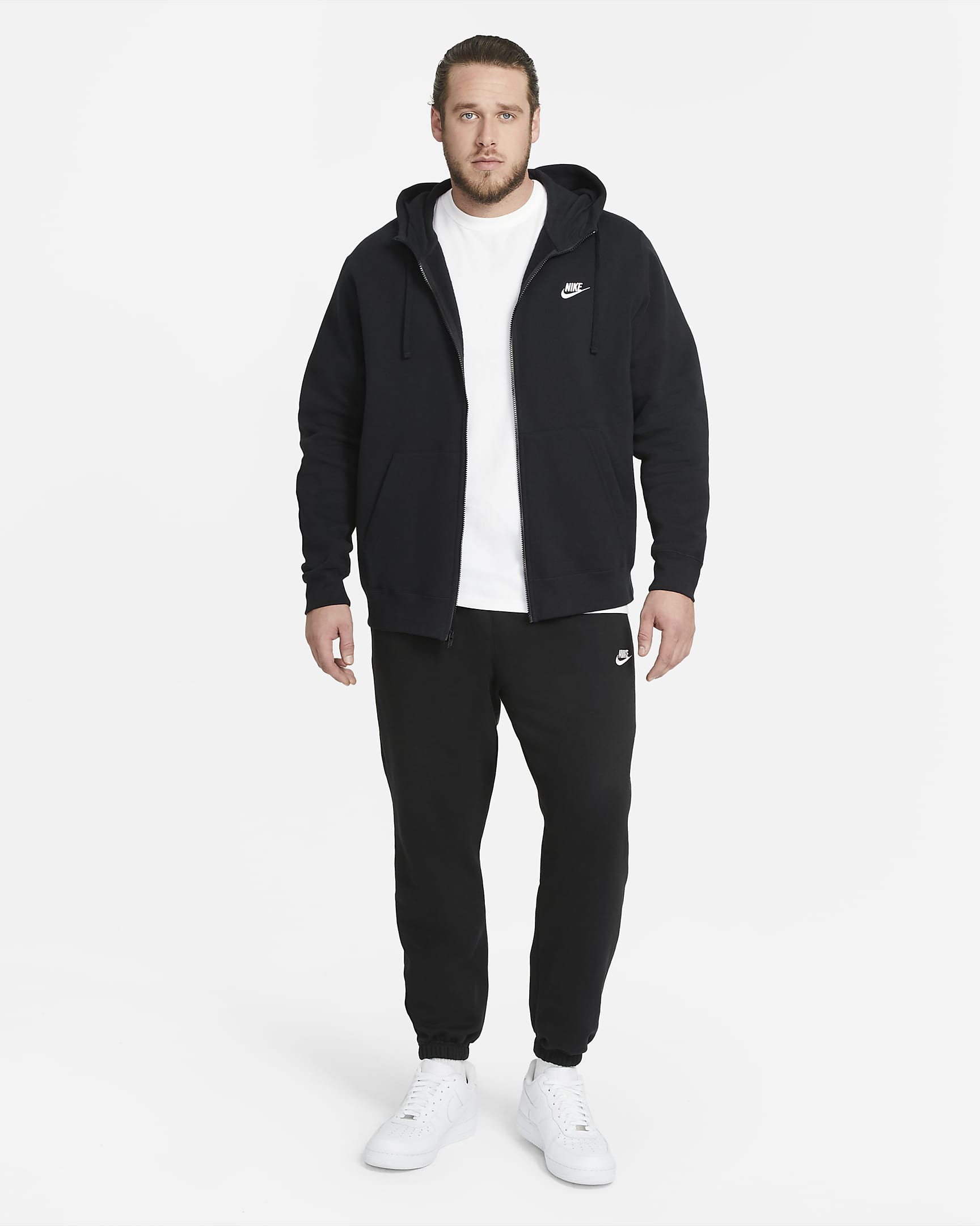 Pantaloni Nike Sportswear Club Fleece - Uomo - Nero/Nero/Bianco