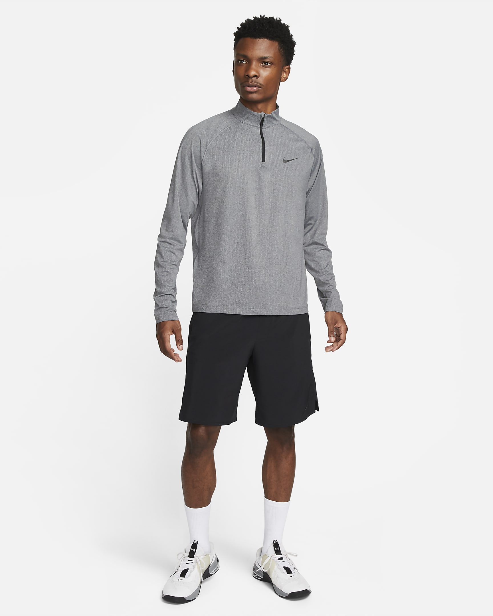 Nike Ready Men's Dri-FIT 1/4-Zip Fitness Top - Black/Heather/Black