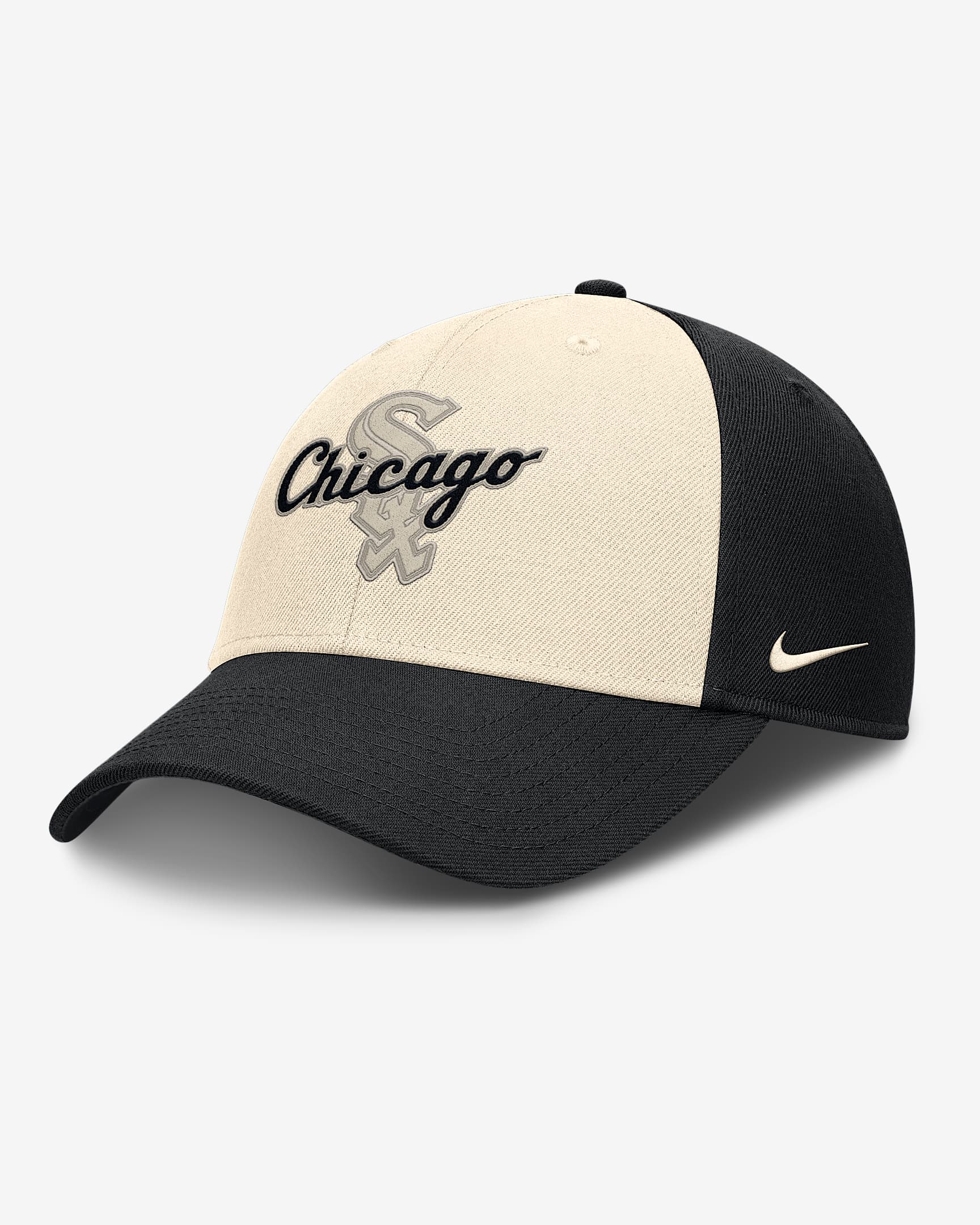 Gorra Nike Dri-FIT de la MLB ajustable para hombre Chicago White Sox Statement Club - Negro