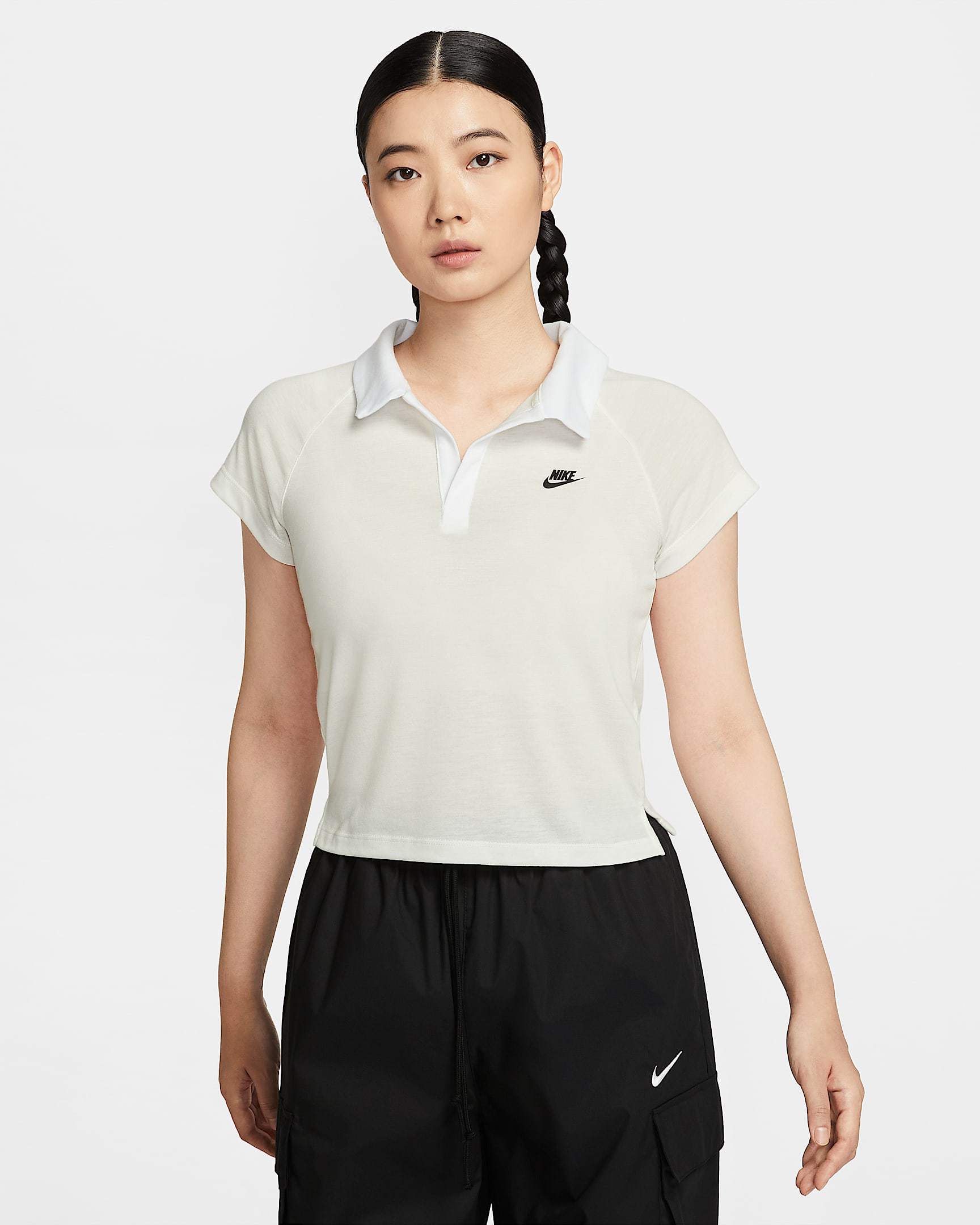 나이키 스포츠웨어 여성 슬림 레트로 폴로 탑 - 세일/화이트/블랙