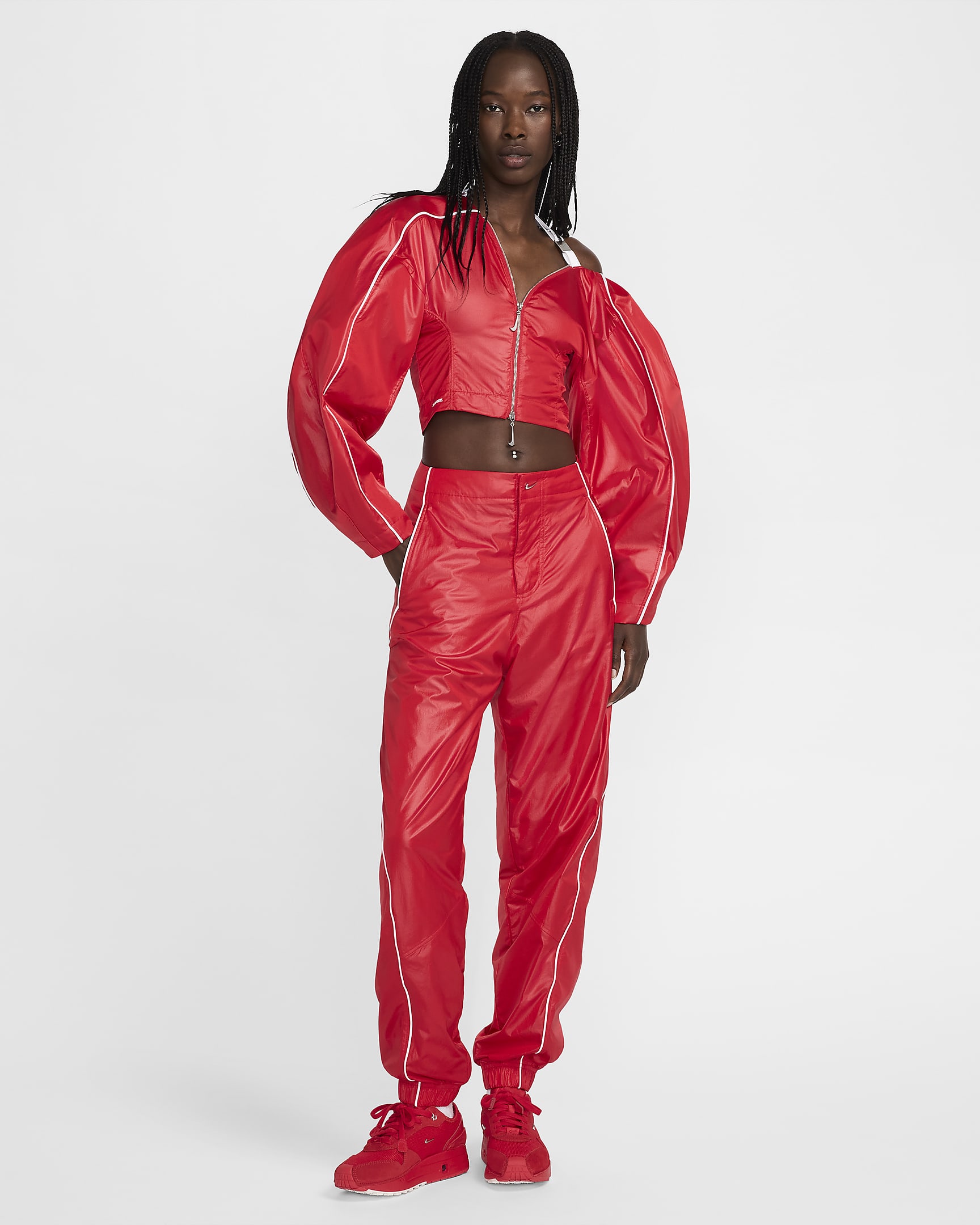 Chamarra de entrenamiento para mujer Nike x Jacquemus - Rojo universitario/Blanco