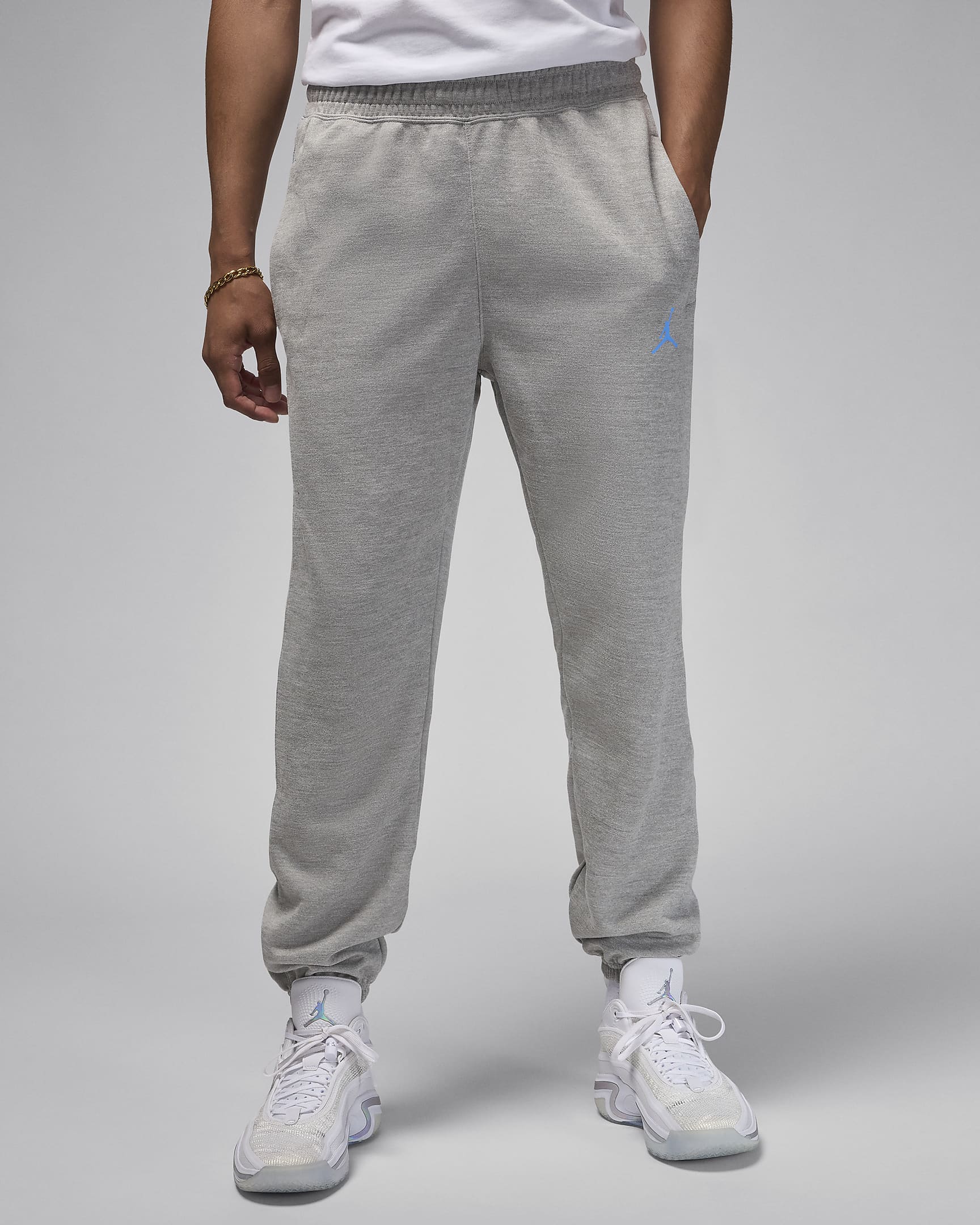 Pantalon en Fleece Jordan Basketball France Practice pour homme - Dark Grey Heather/Celestine Blue/University Blue