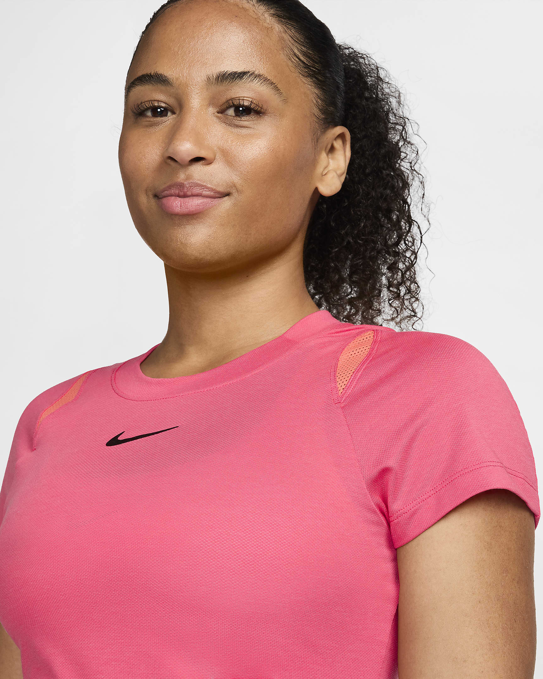 NikeCourt Advantage Dri-FIT Kurzarm-Tennisoberteil für Damen - Aster Pink/Aster Pink/Light Wild Mango/Schwarz