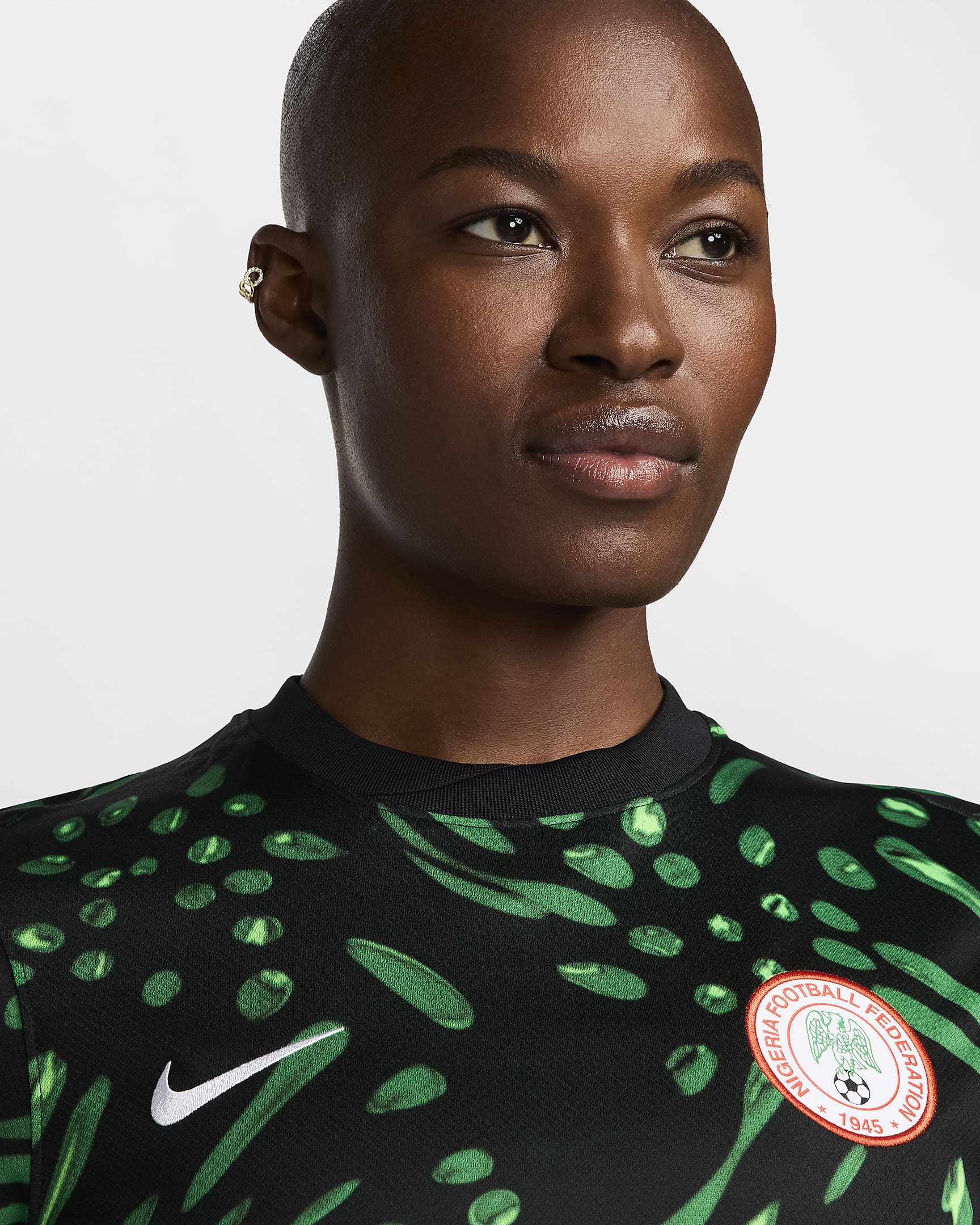 Nigeria (Women's Team) 2024/25 Stadium Away Women's Nike Dri-FIT Football Replica Shirt - Black/Lucky Green/White