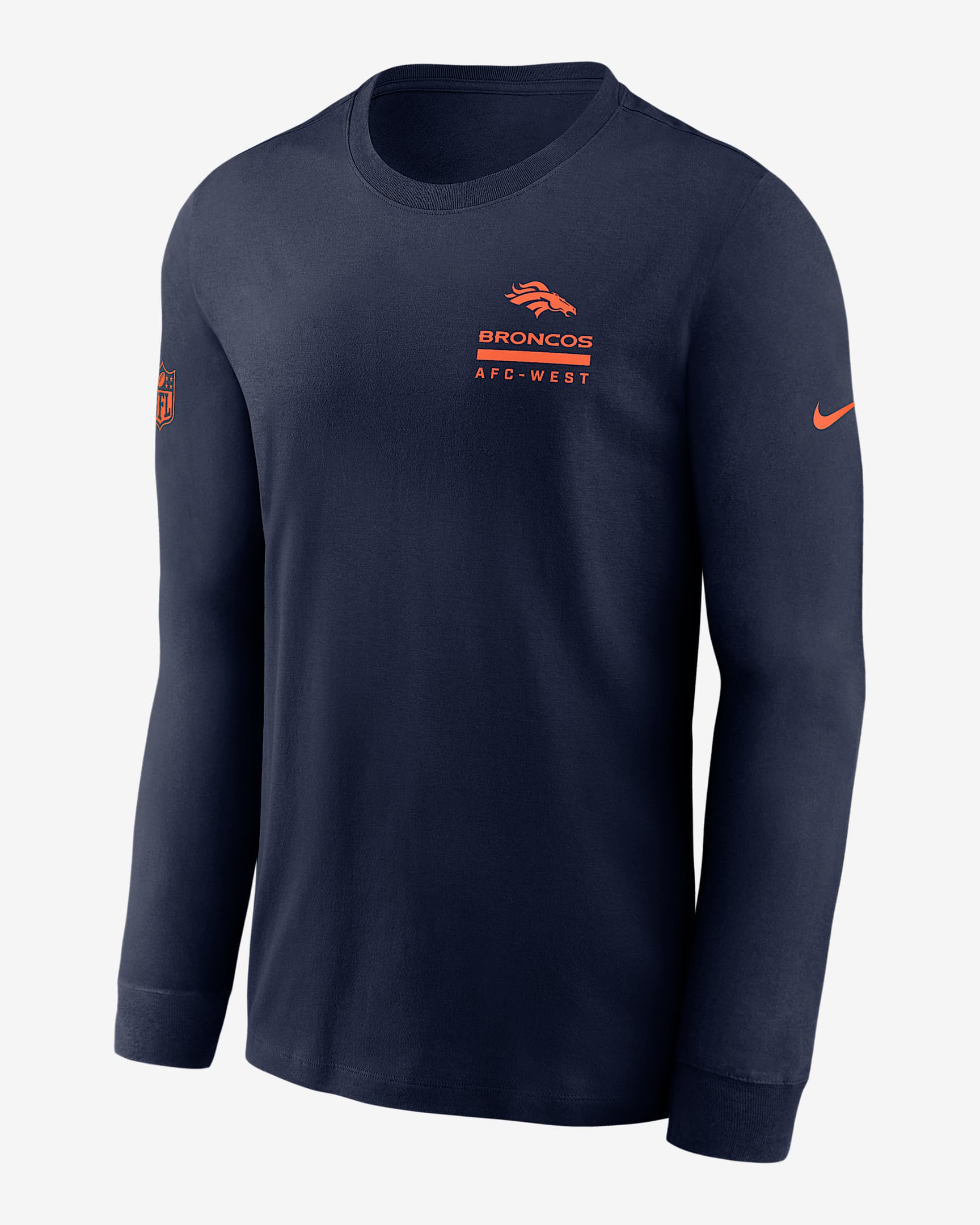 Denver Broncos Sideline Team Issue Men's Nike Dri-FIT NFL Long-Sleeve T-Shirt - Navy