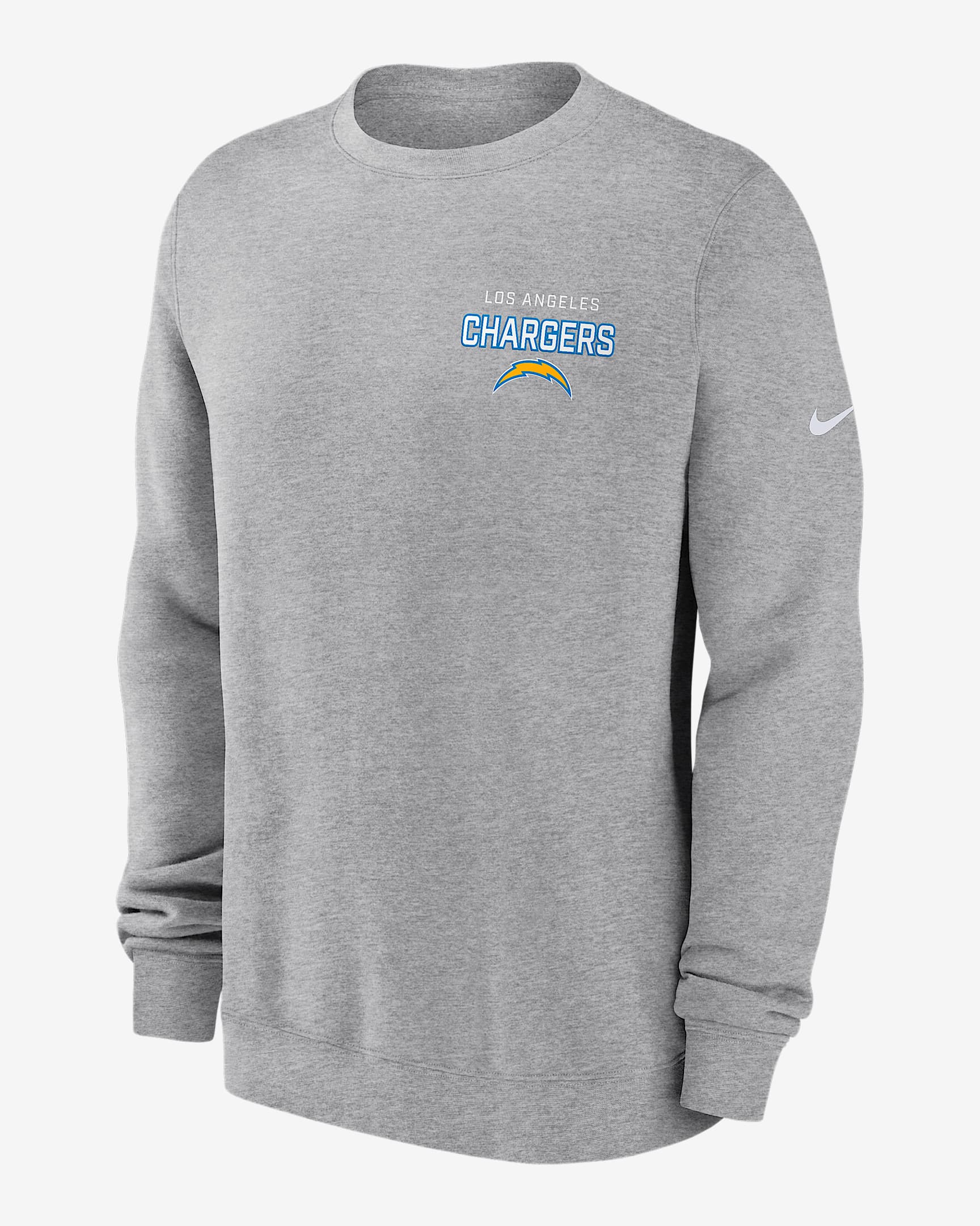Los Angeles Chargers Draw Block Club Men's Nike NFL Pullover Crew - Dark Grey Heather