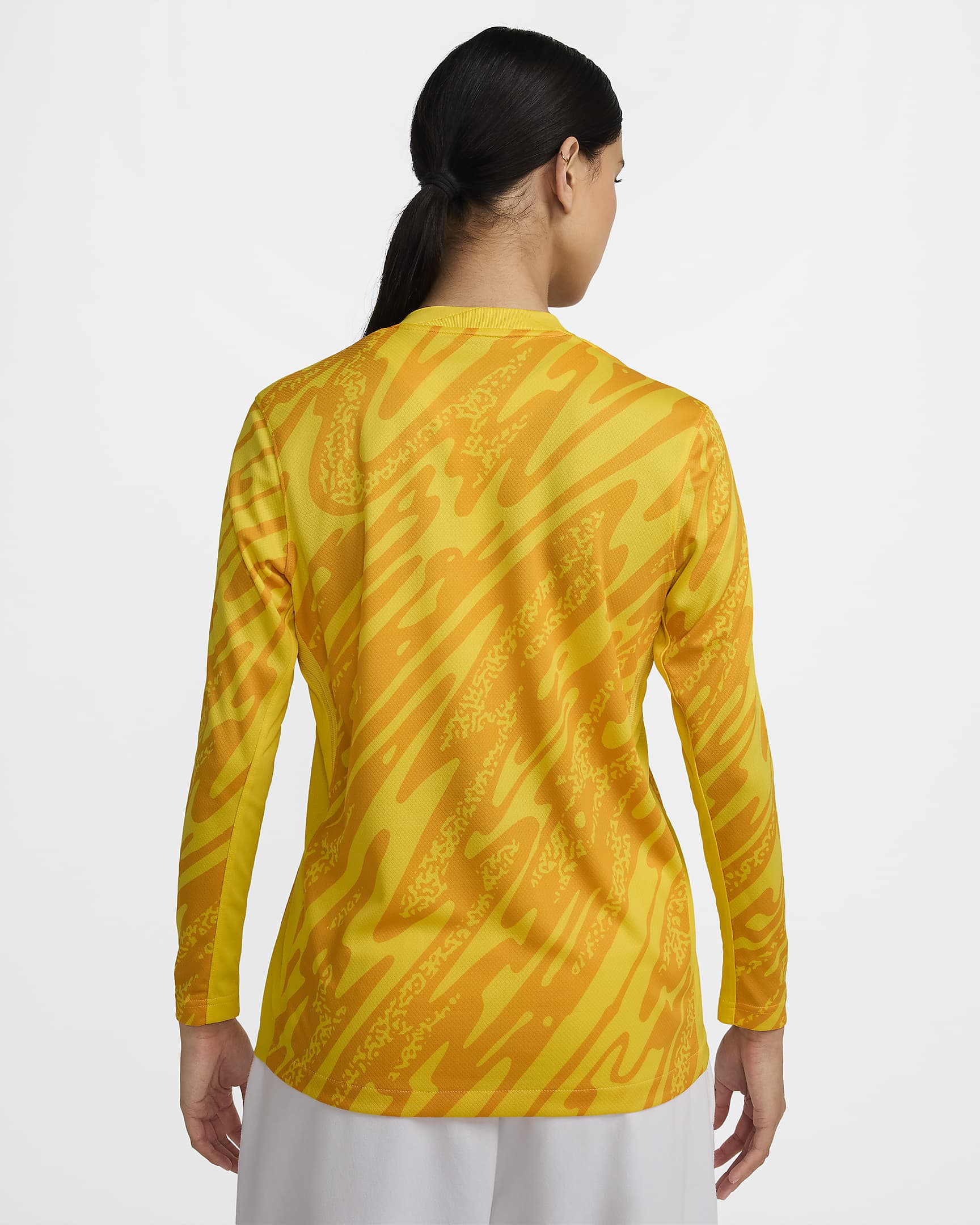 FFF 2024 Stadium Goalkeeper Nike Replika Fußballtrikot mit Dri-FIT-Technologie für Damen - Tour Yellow/University Gold/Schwarz