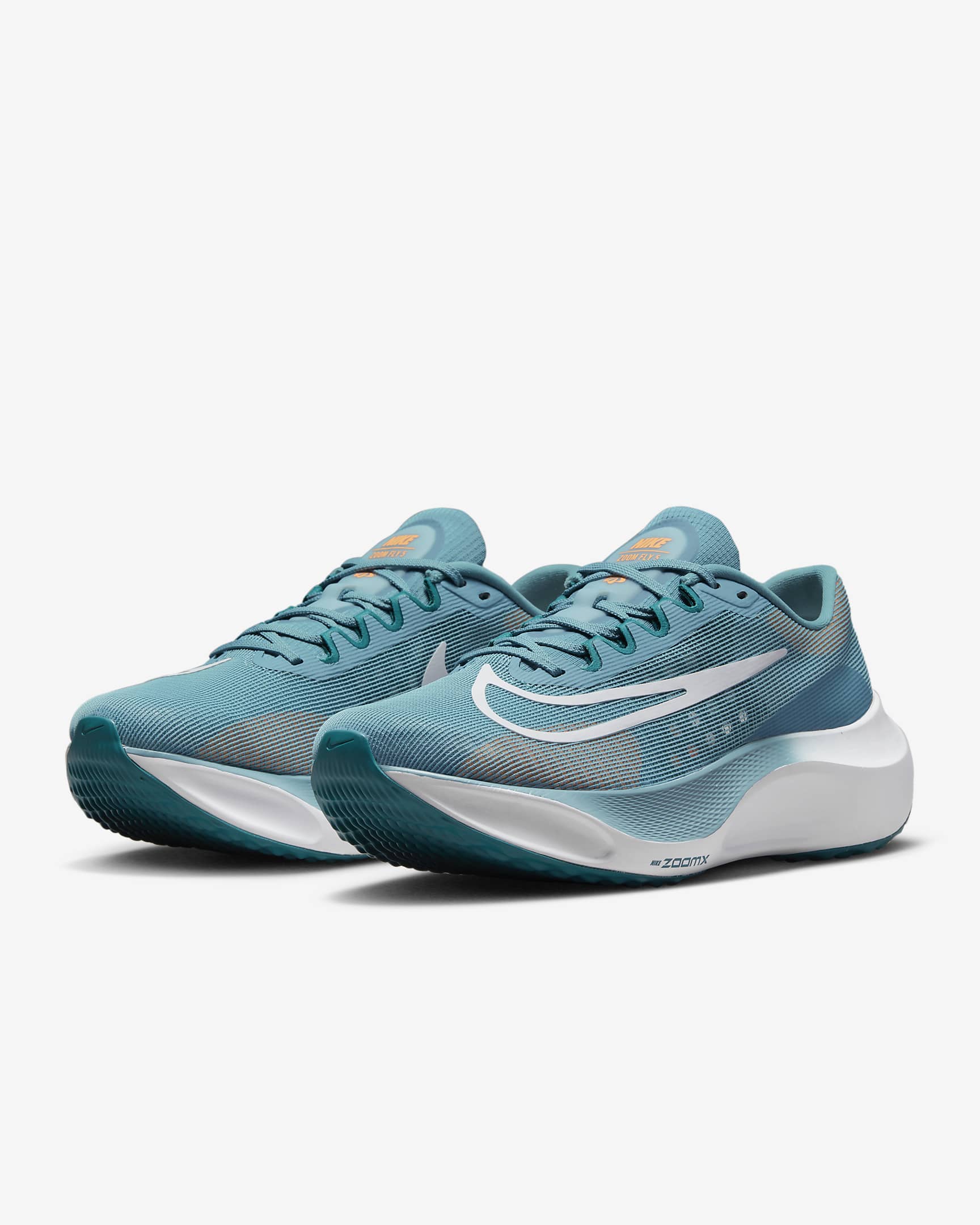 Nike Zoom Fly 5 Men's Road Running Shoes - Cerulean/Bright Spruce/Peach Cream/White