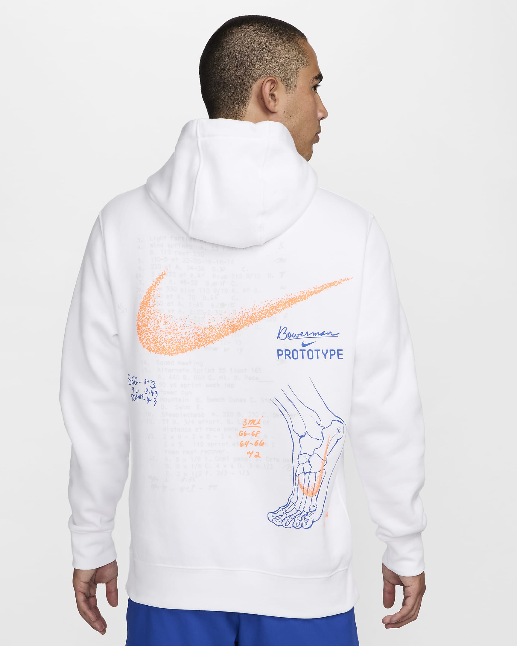 Nike Sportswear Club Fleece Men's Pullover Hoodie - White/Hyper Royal/Total Orange