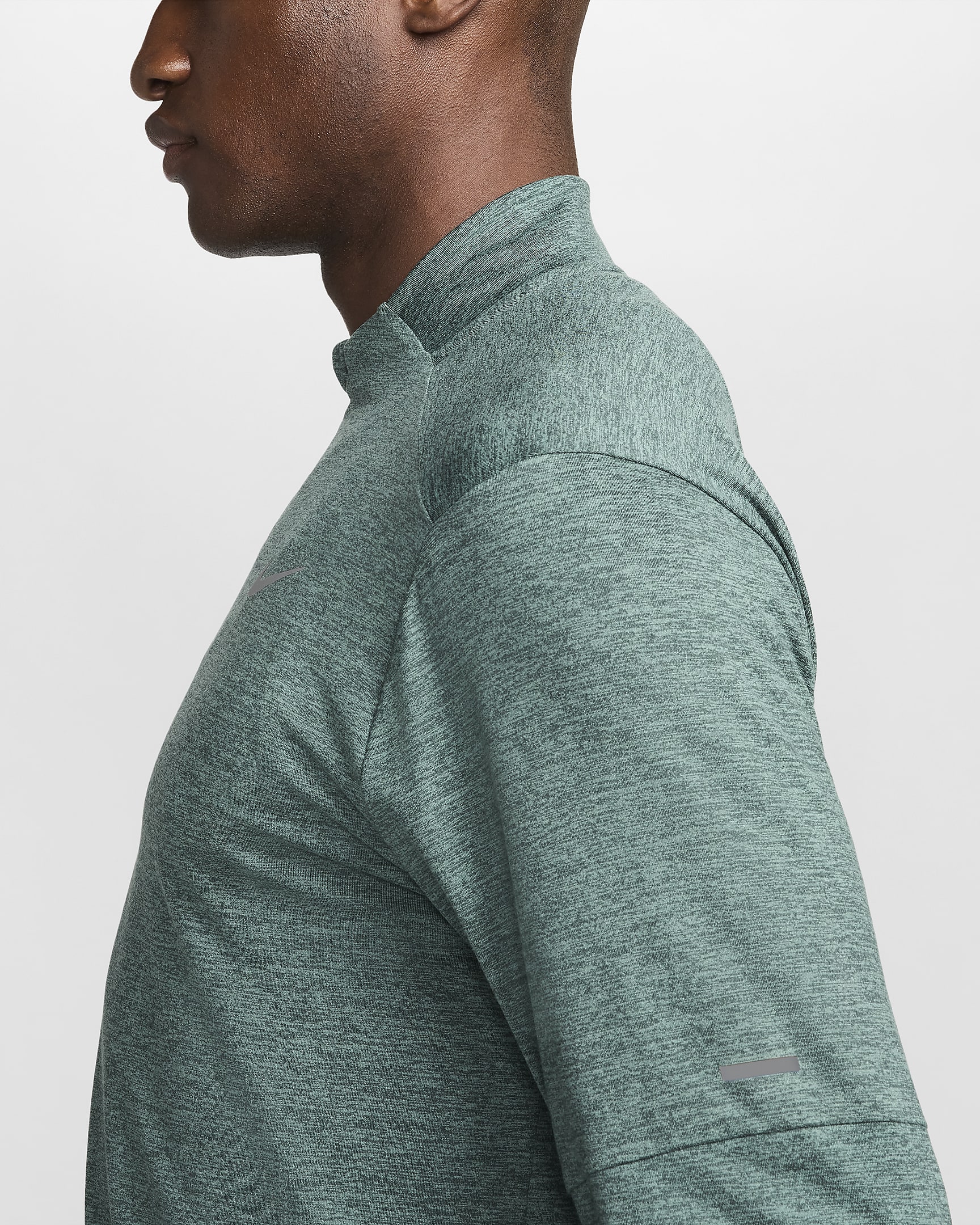 Nike Dri-FIT hardlooptop met halflange rits voor heren - Vintage Green/Bicoastal/Heather