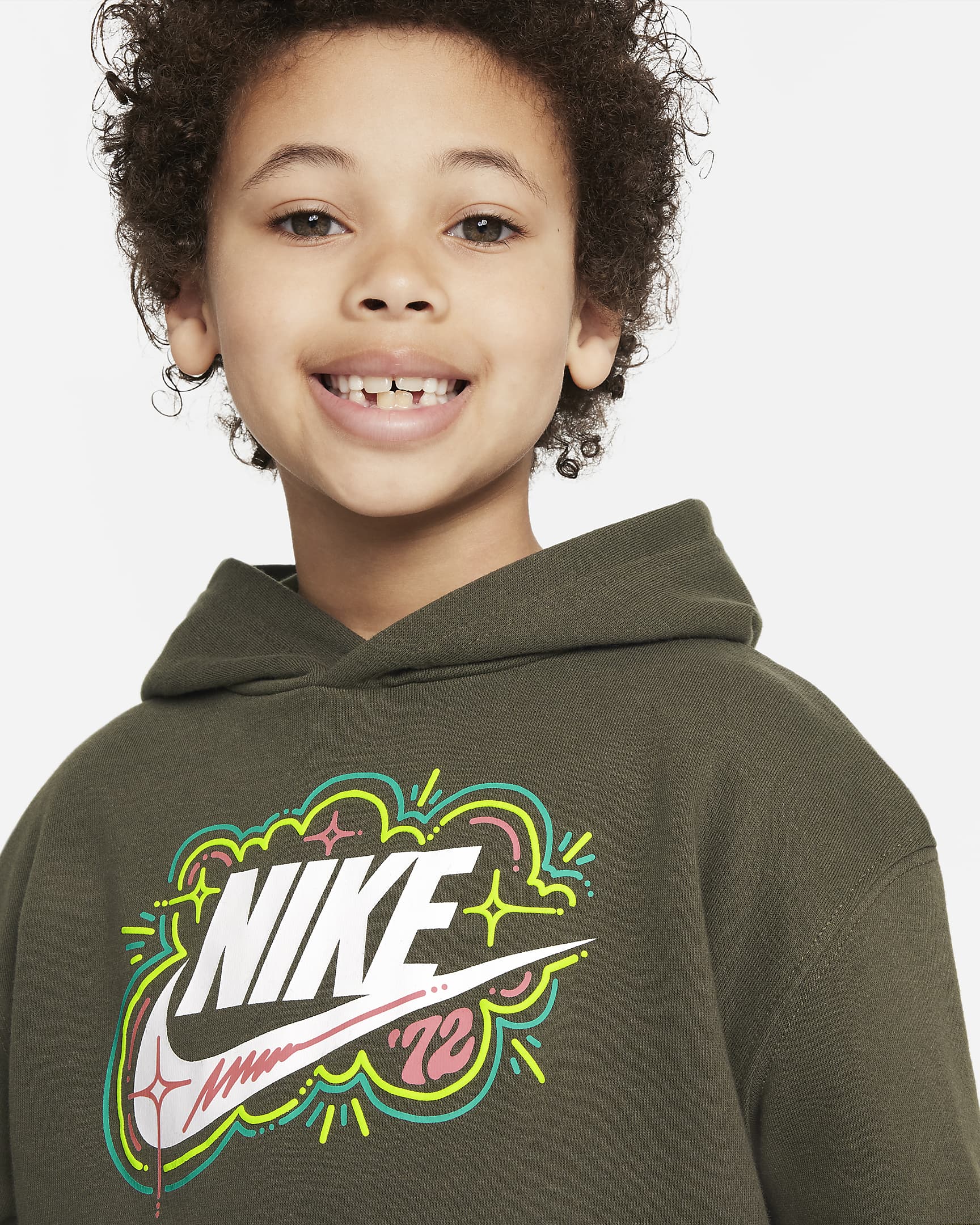 Nike Sportswear "Art of Play" French Terry Pullover Little Kids Hoodie - Cargo Khaki