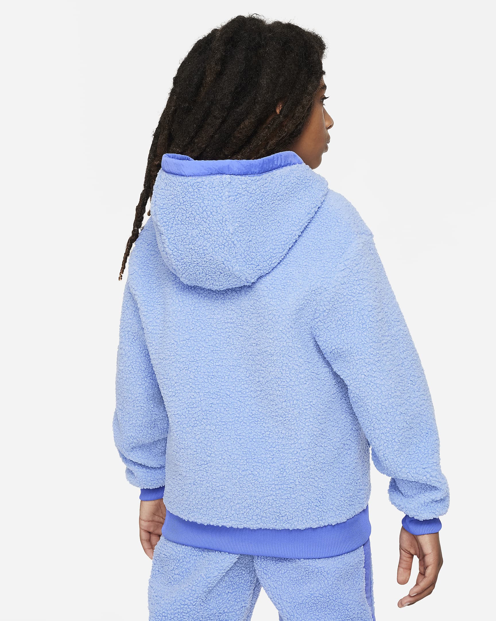 Nike Sportswear Club Fleece Big Kids' Full-Zip Winterized Hoodie - Polar/Blue Joy/White