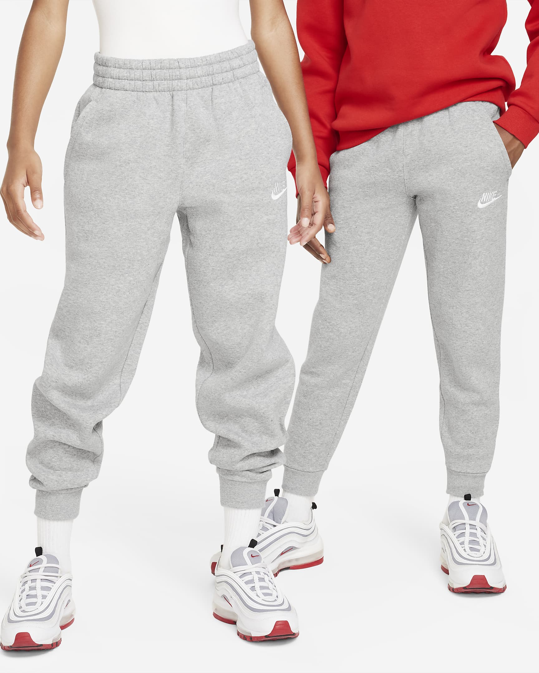 Nike Sportswear Club Fleece Jogger - Niño/a - Gris oscuro jaspeado/Base Grey/Blanco