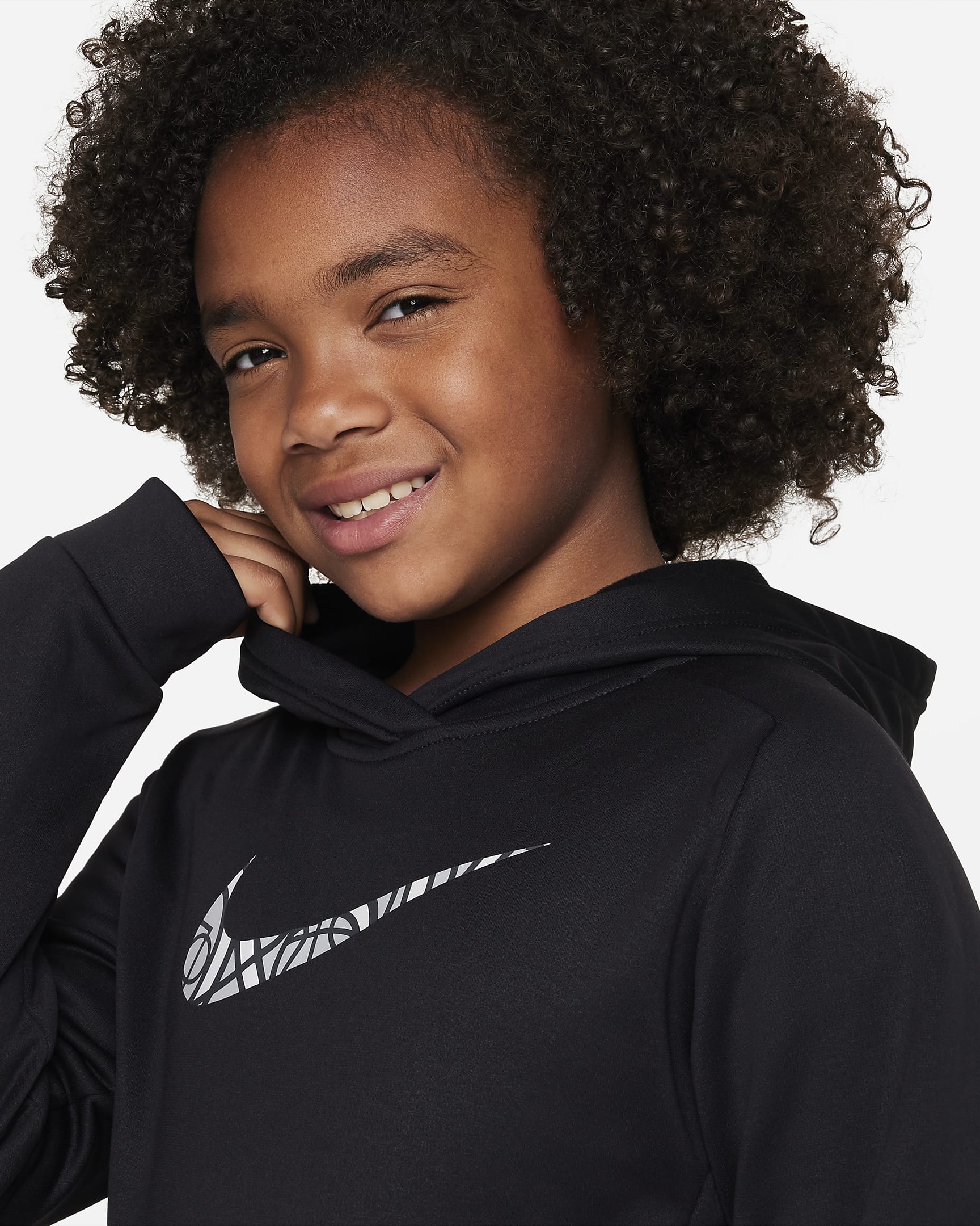 Nike ThermaFIT Older Kids' Graphic Basketball Hoodie. Nike IE