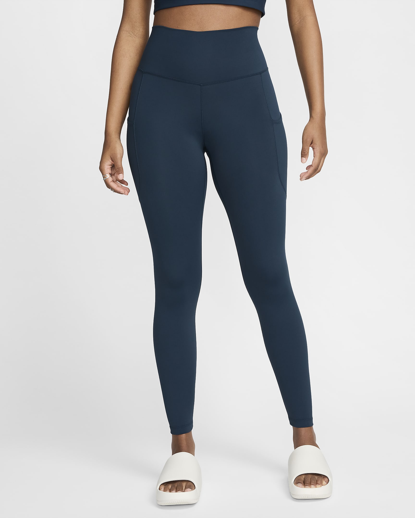 Nike One Women's High-Waisted 7/8 Leggings with Pockets - Armory Navy/Black