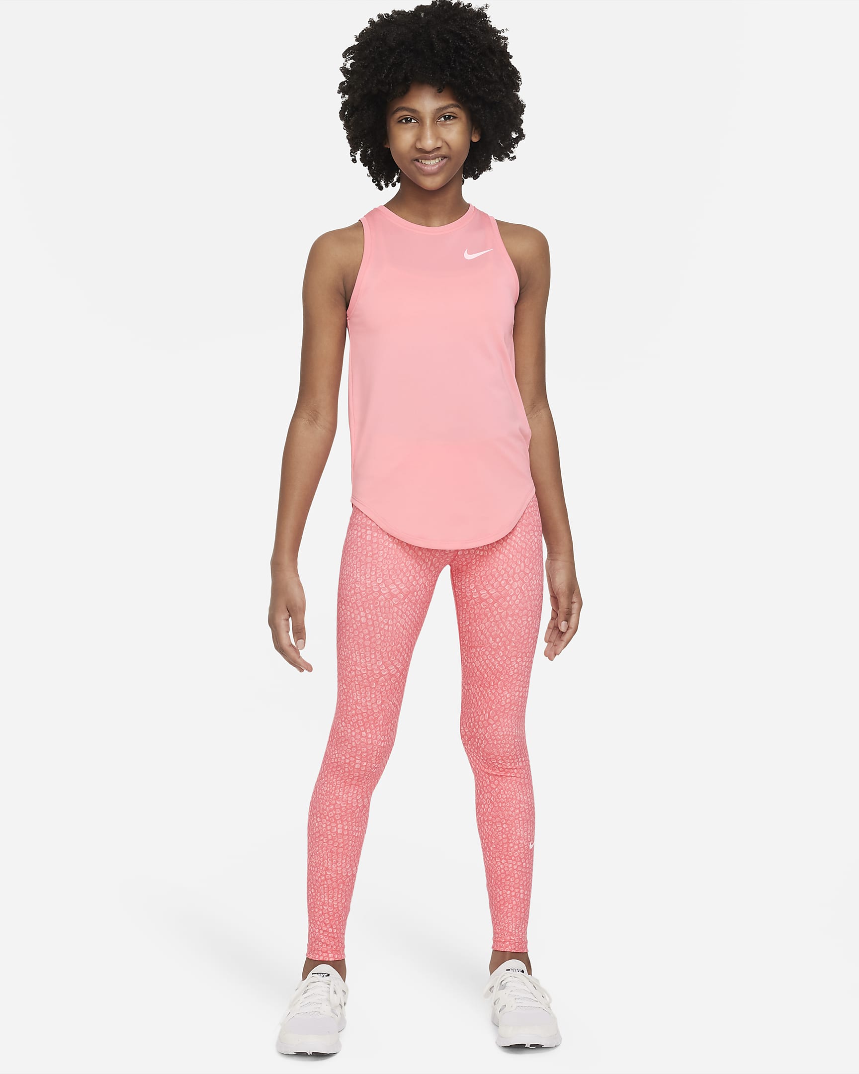 Nike Dri-FIT One Older Kids' (Girls') Training Leggings - Sea Coral/White