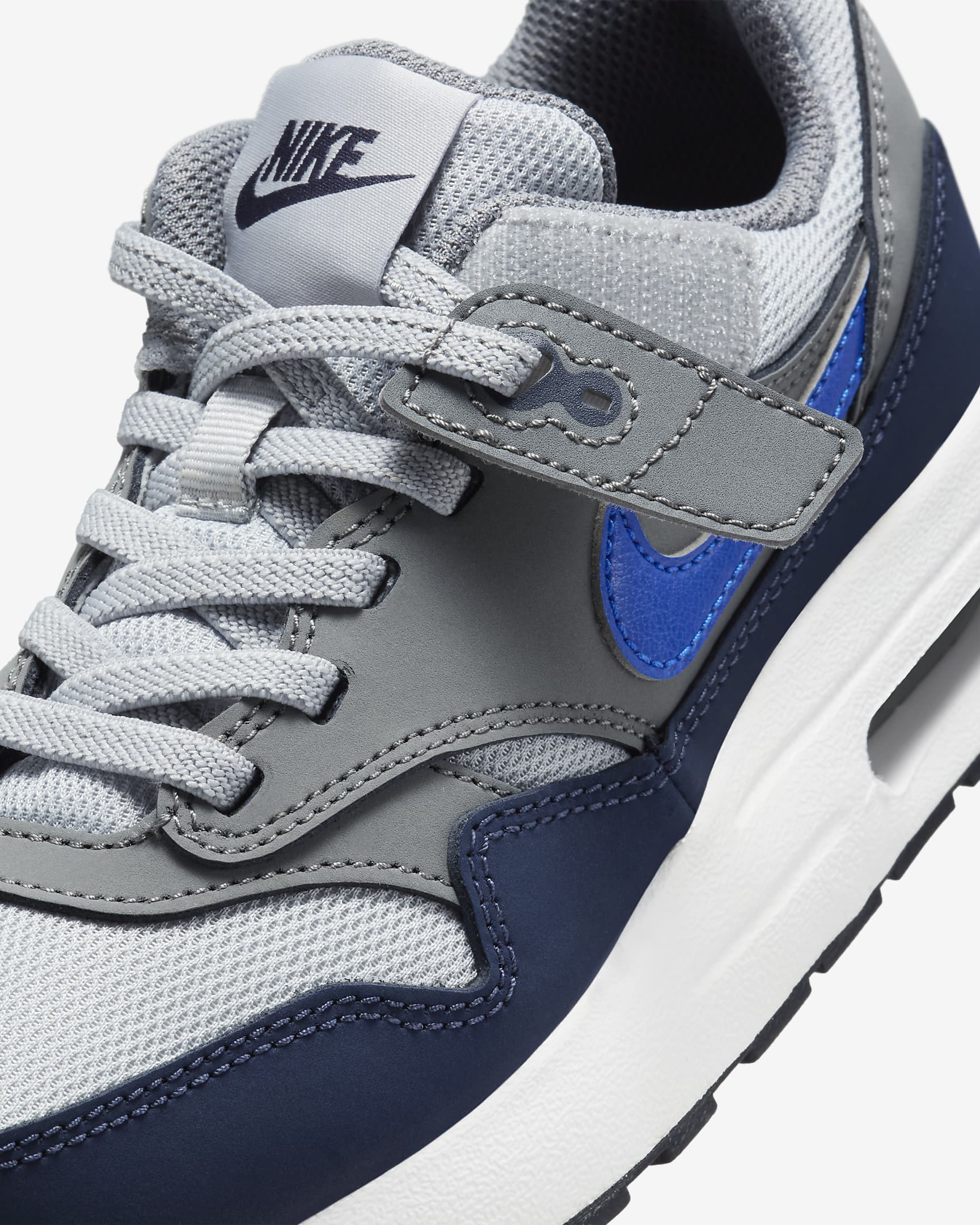 Nike Air Max 1 EasyOn Younger Kids' Shoes - Smoke Grey/Wolf Grey/Obsidian/Racer Blue