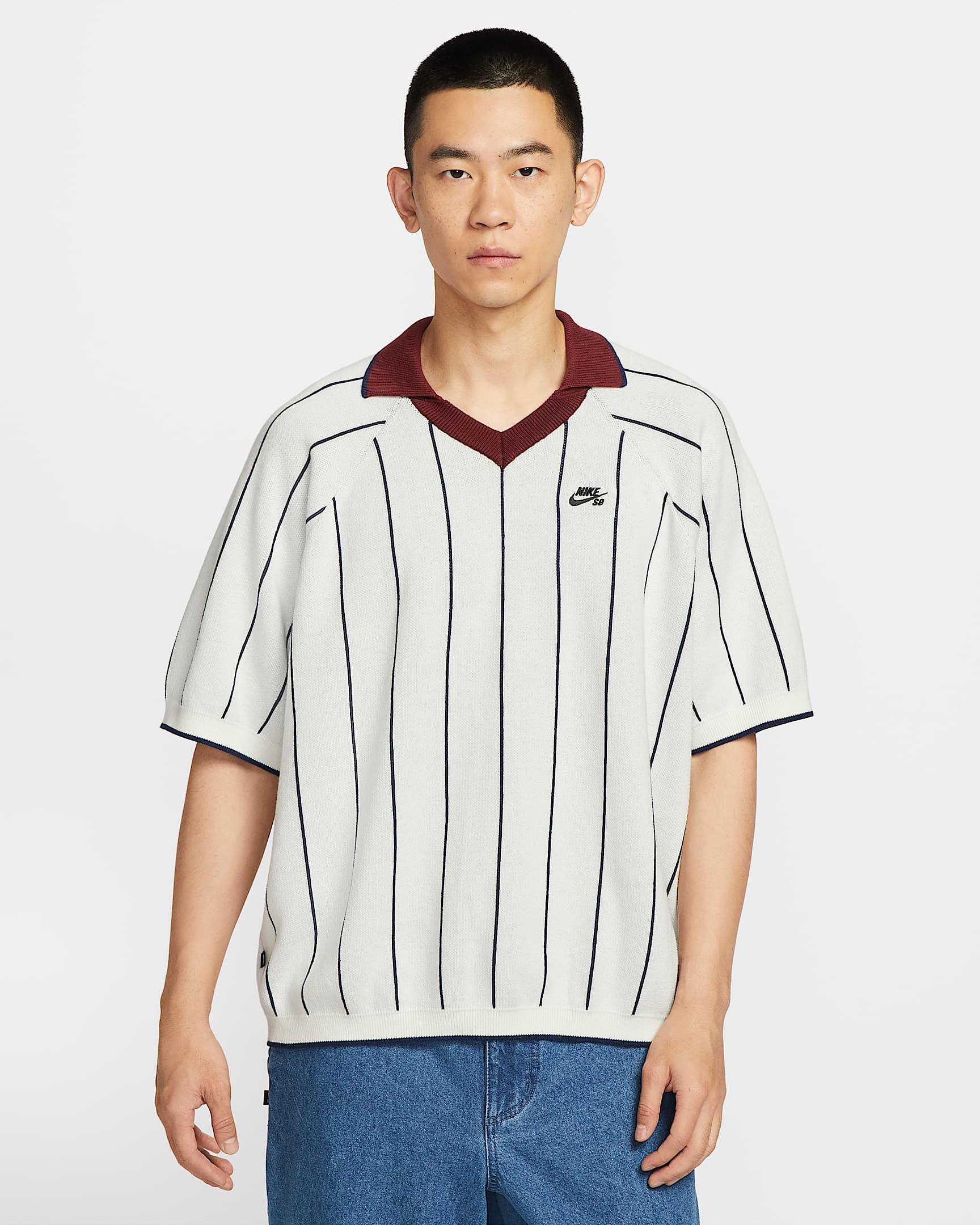 Nike SB Short-Sleeved Polo Skate Jumper - Sail/Midnight Navy/Dark Team Red