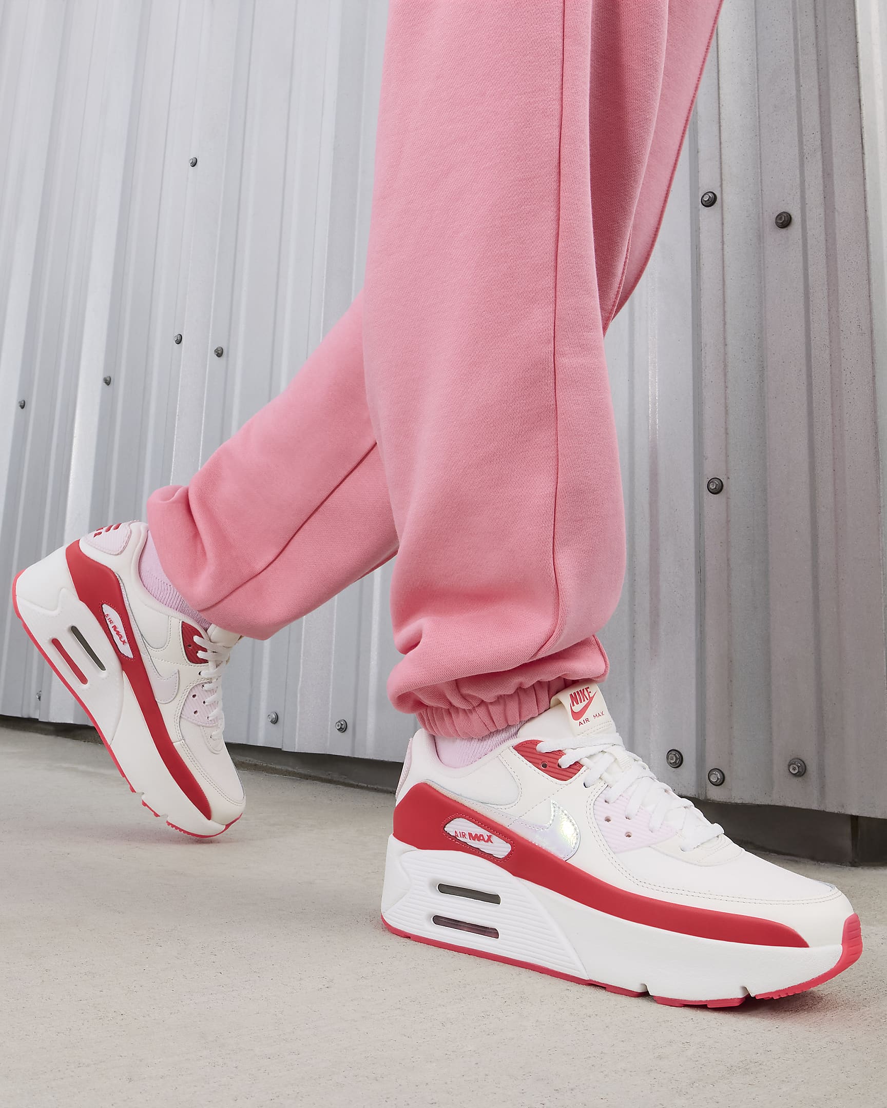 Nike Air Max 90 LV8 Women's Shoes - Sail/Siren Red/Pearl Pink/Multi-Colour