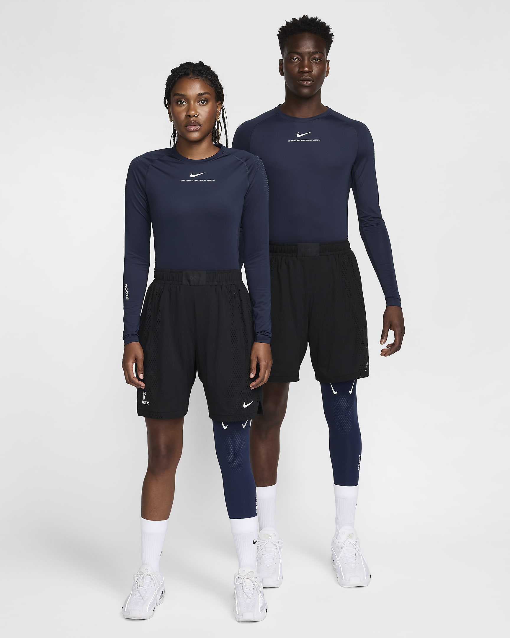 Haut de basketball première couche à manches longues NOCTA pour homme - College Navy/Blanc