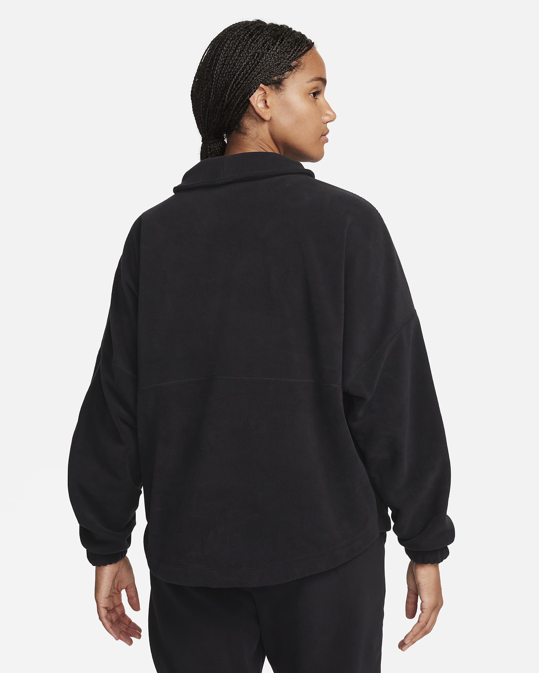 Haut à manches longues oversize en tissu Fleece Nike Therma-FIT One pour femme - Noir/Pale Ivory