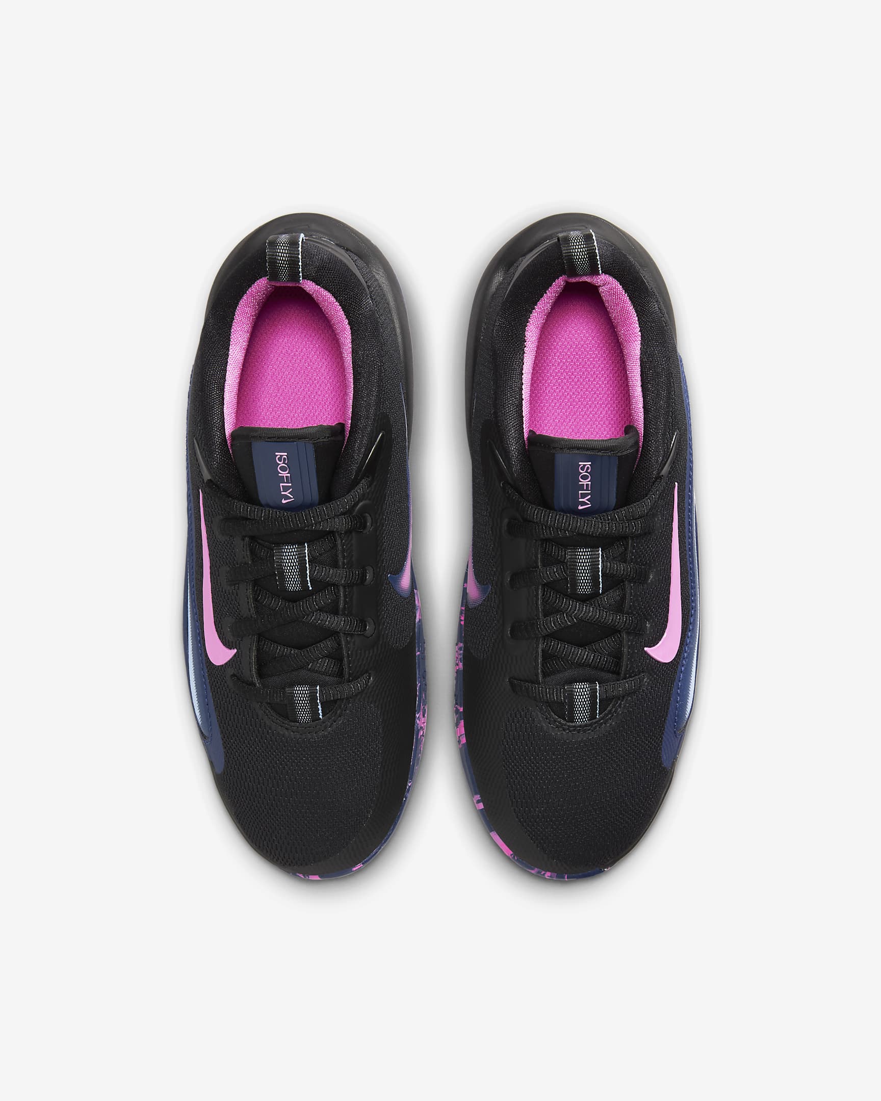 Nike IsoFly Big Kids' Basketball Shoes - Black/Midnight Navy/Aluminum/Playful Pink