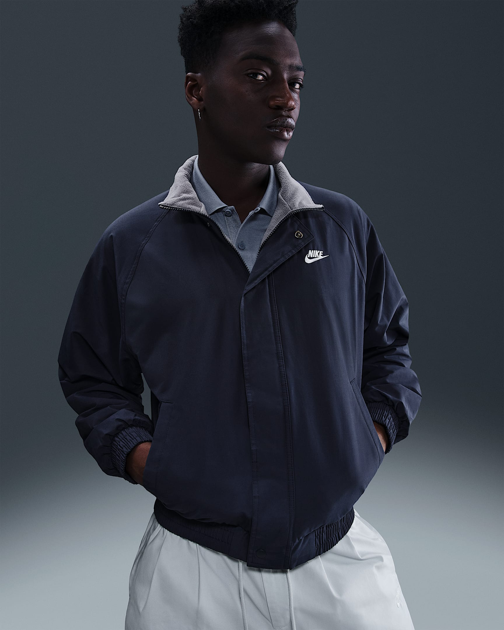 Nike Club Futura Chaqueta - Hombre - Obsidian/Blanco