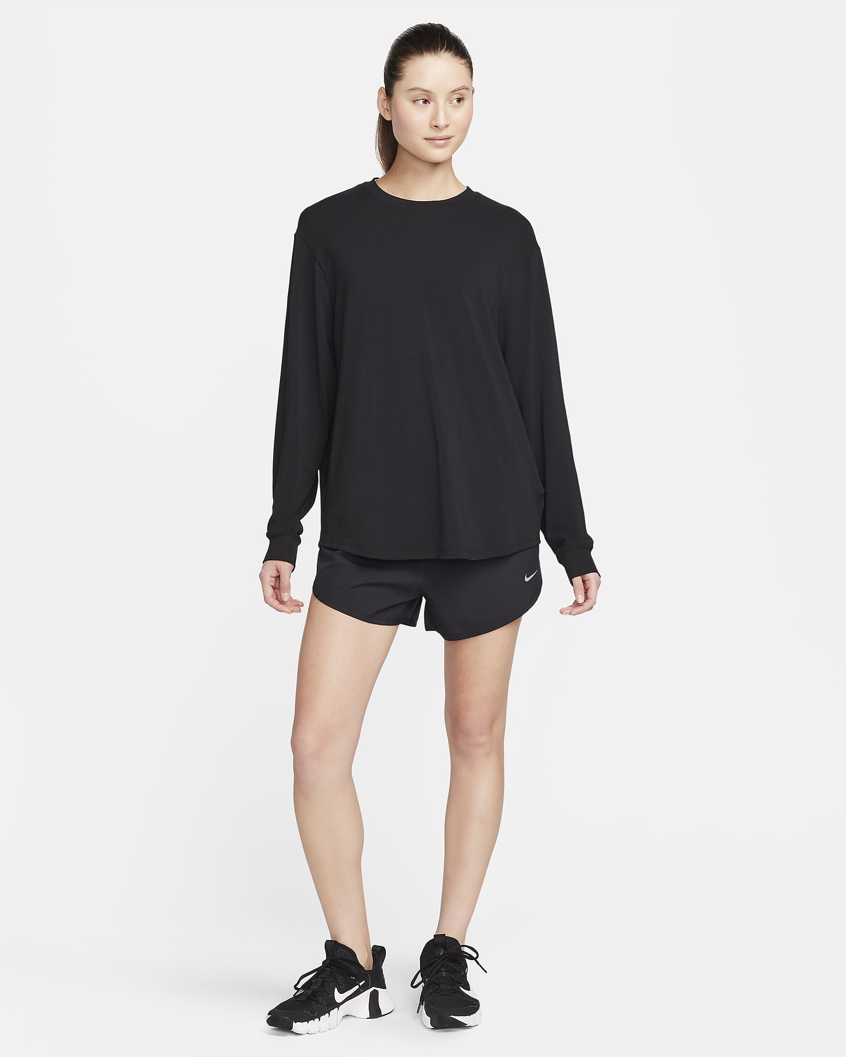 Haut à manches longues Dri-FIT Nike One Relaxed pour femme - Noir/Noir