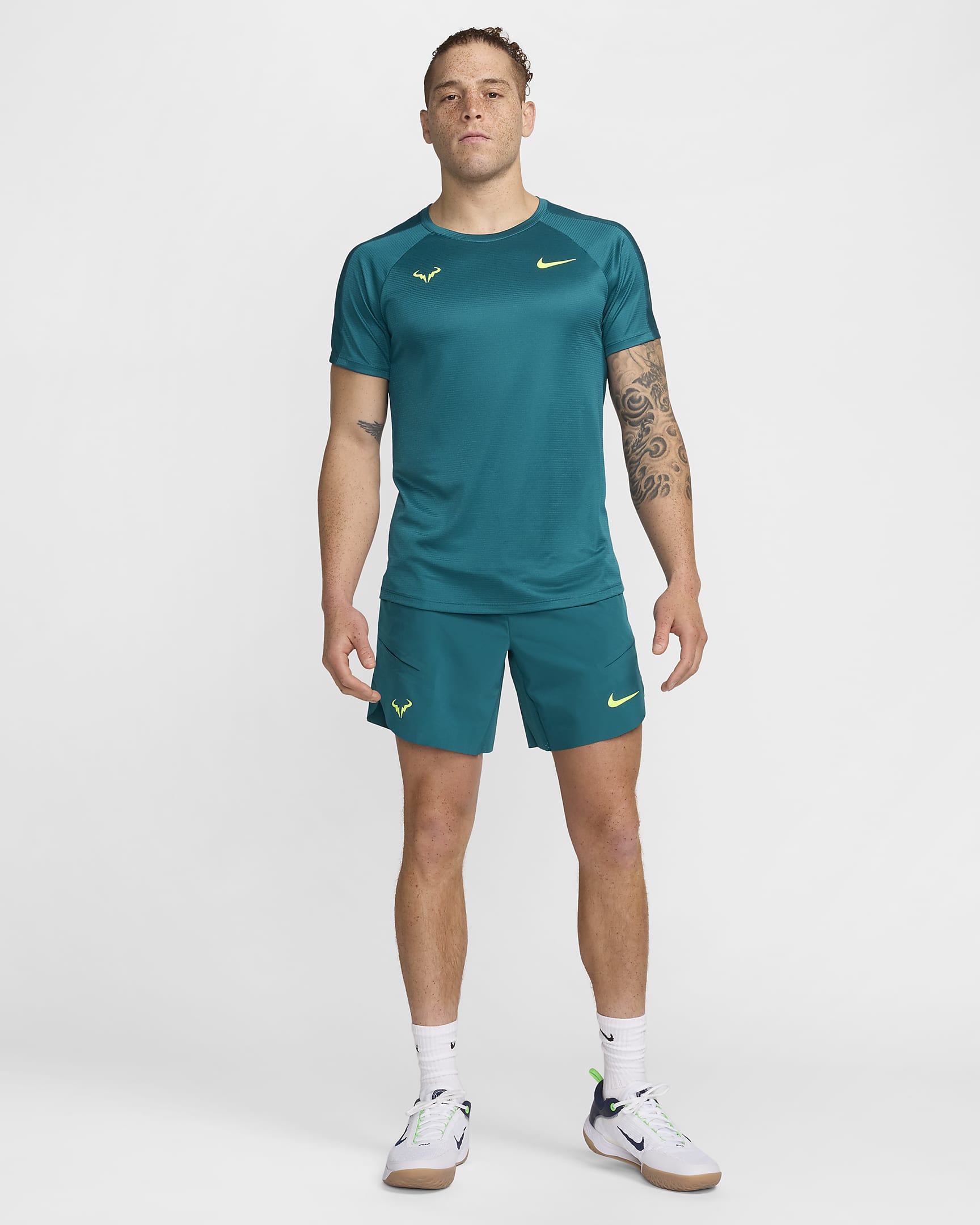 Rafa Challenger Men's Nike Dri-FIT Short-Sleeve Tennis Top - Geode Teal/Volt