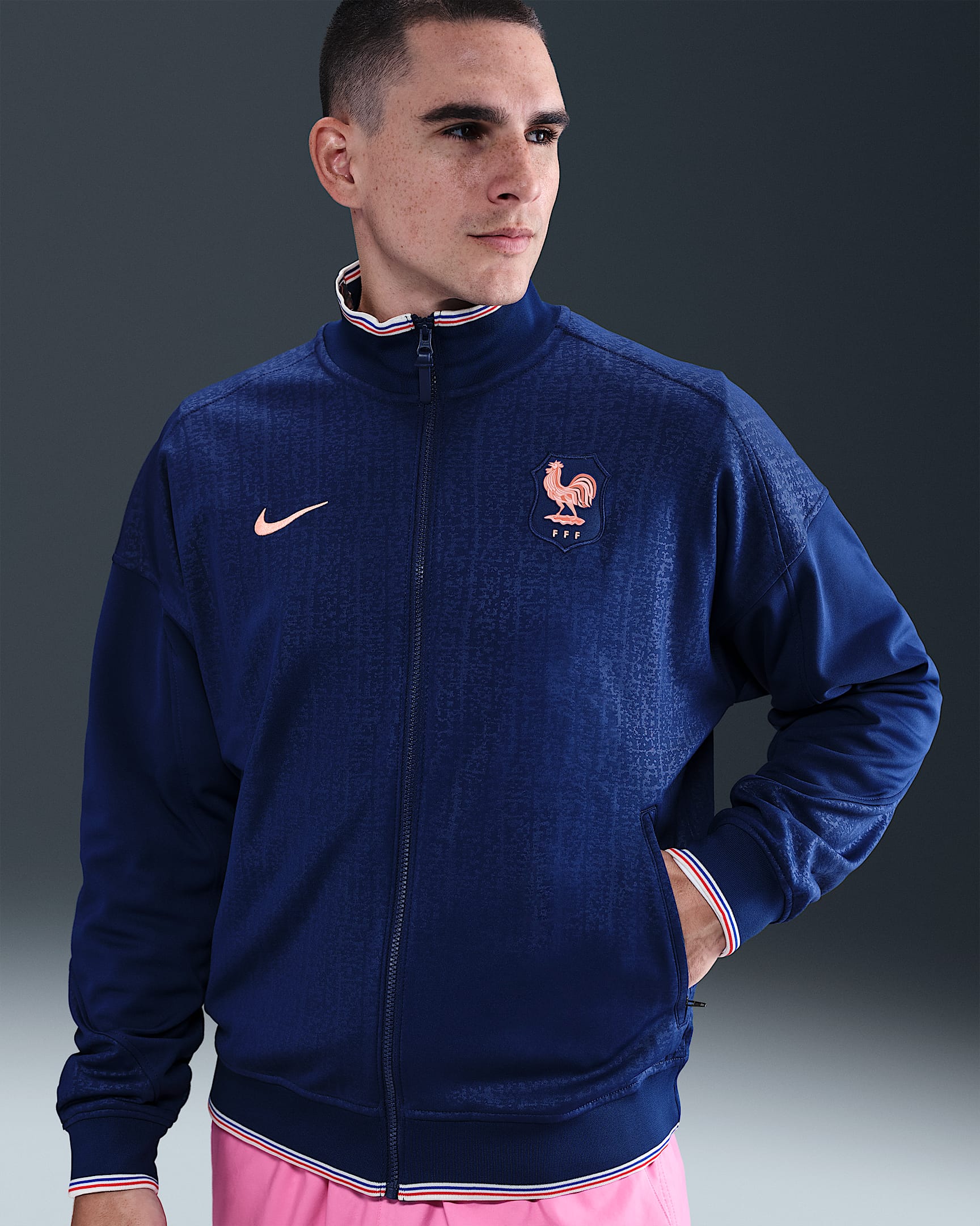 FFF Academy Pro Men's Nike Dri-FIT Soccer Anthem Jacket - Blue Void/Light Madder Root