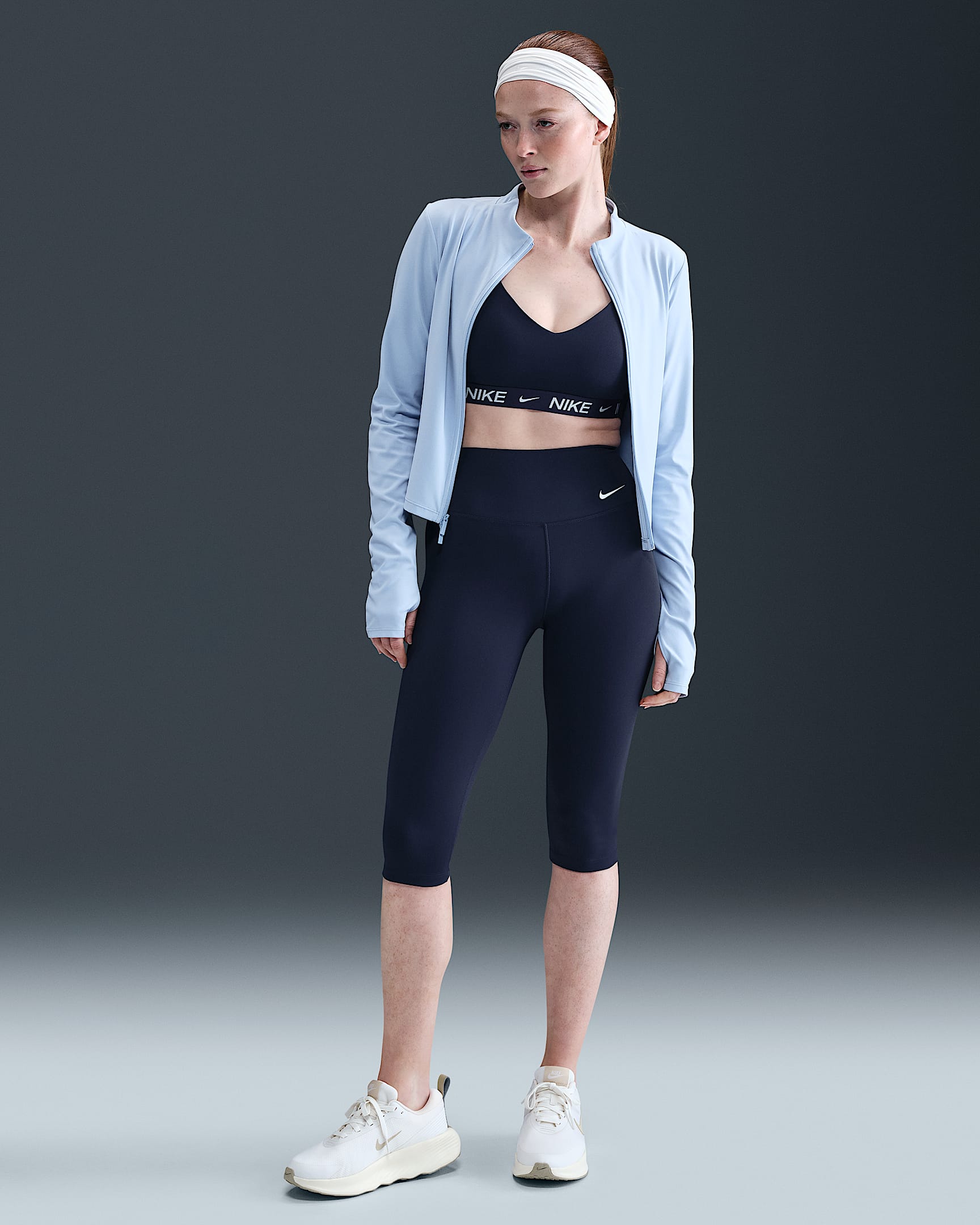 Leggings capri a vita alta Nike One – Donna - Midnight Navy/Bianco