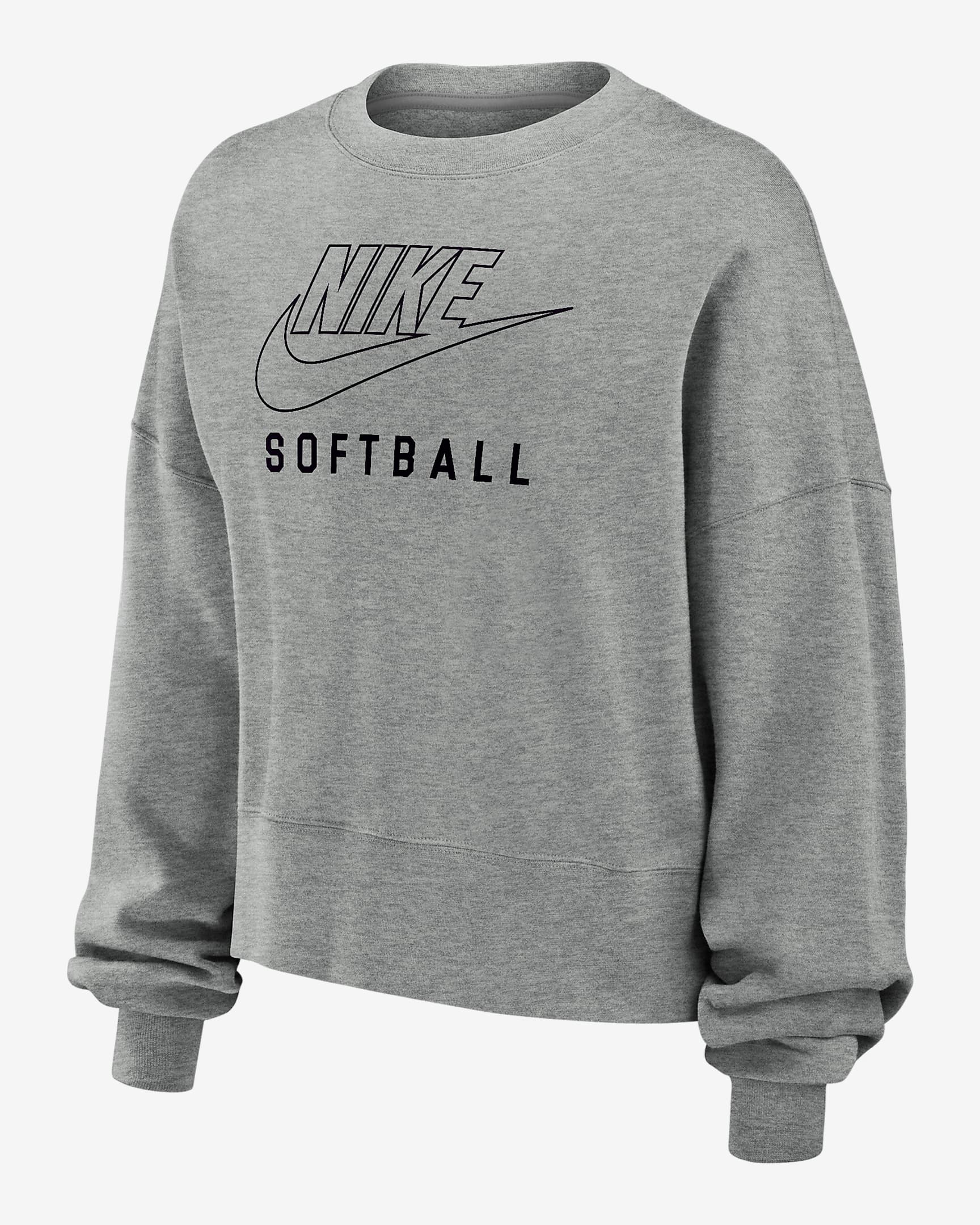 Nike Phoenix Fleece Women's Softball Crew-Neck Sweatshirt - Dark Grey Heather