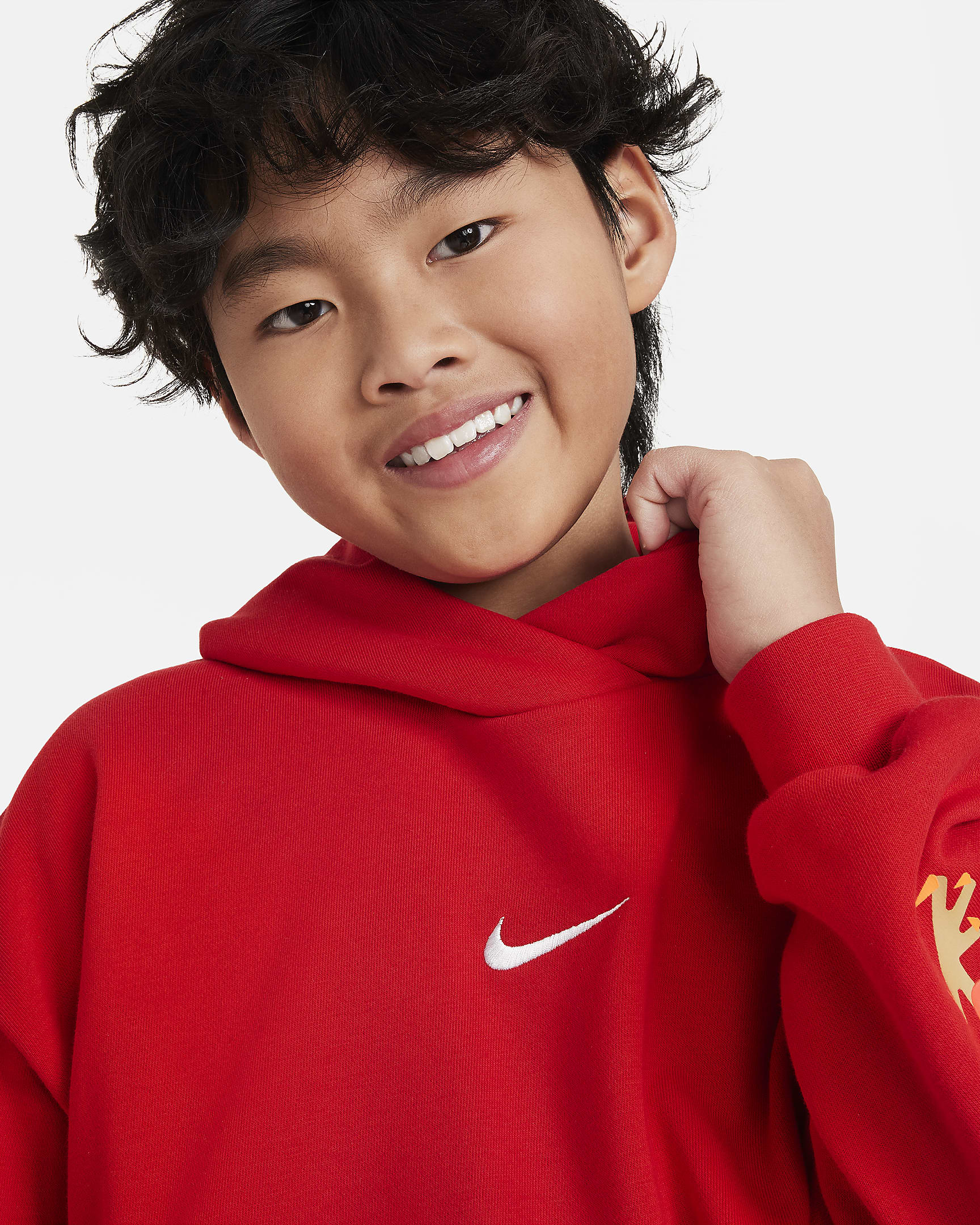 Nike Sportswear Icon Fleece "Lunar New Year" Big Kids' Hoodie - University Red