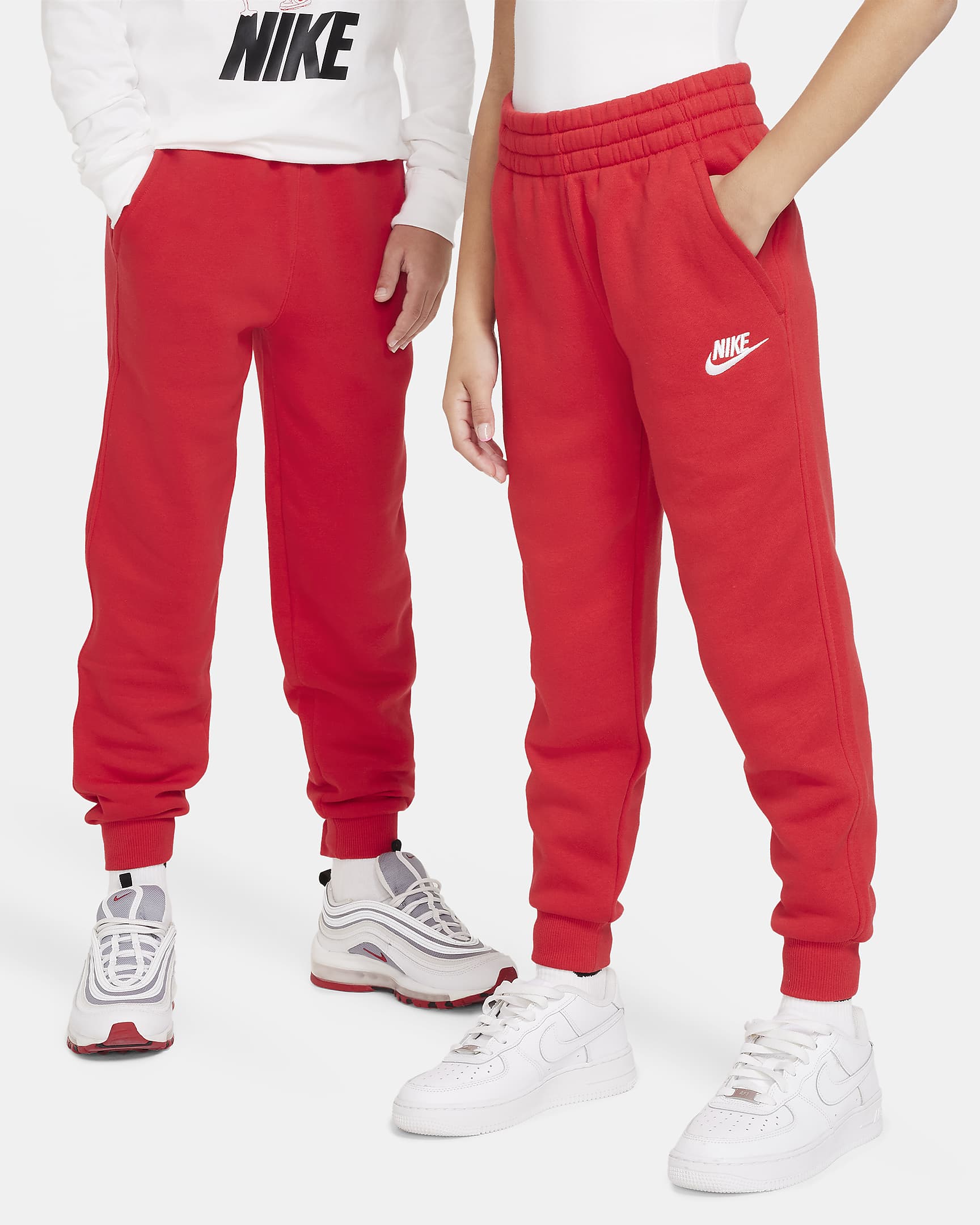 Nike Sportswear Club Fleece joggebukse til store barn - University Red/Hvit