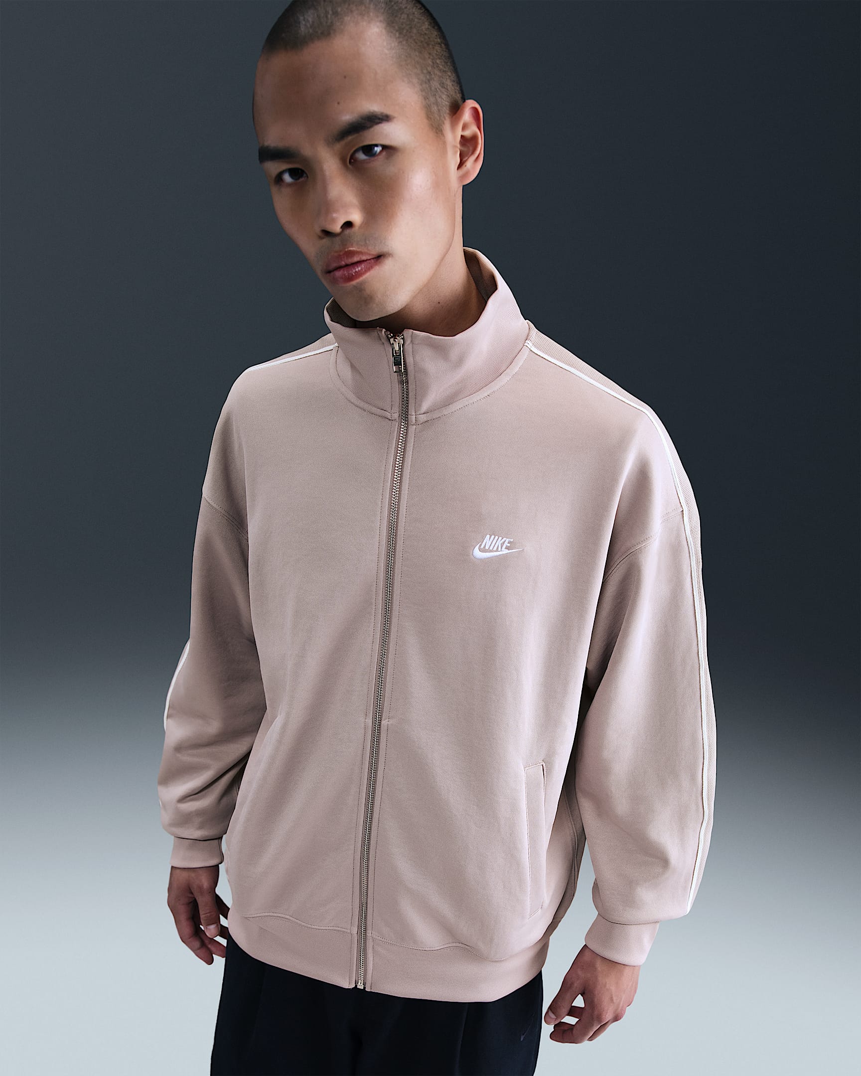 Nike Sportswear Club Men's Oversized Knit Tracksuit Jacket - College Grey/Sail/White