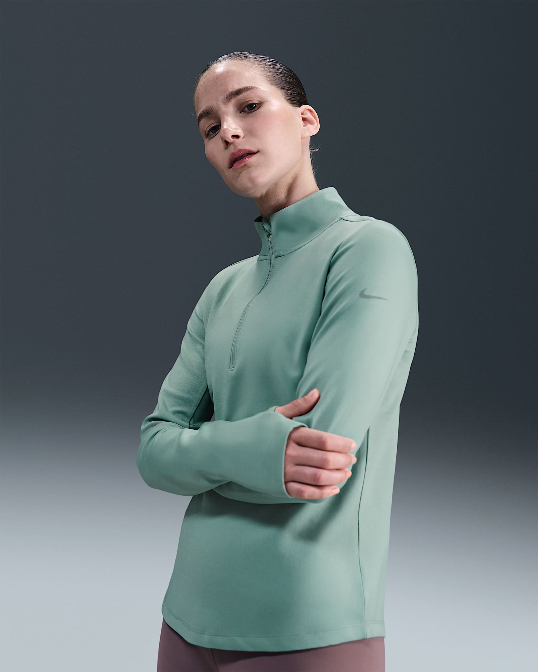 Nike One Women's Therma-FIT 1/2-Zip Mid Layer - Cannon/White
