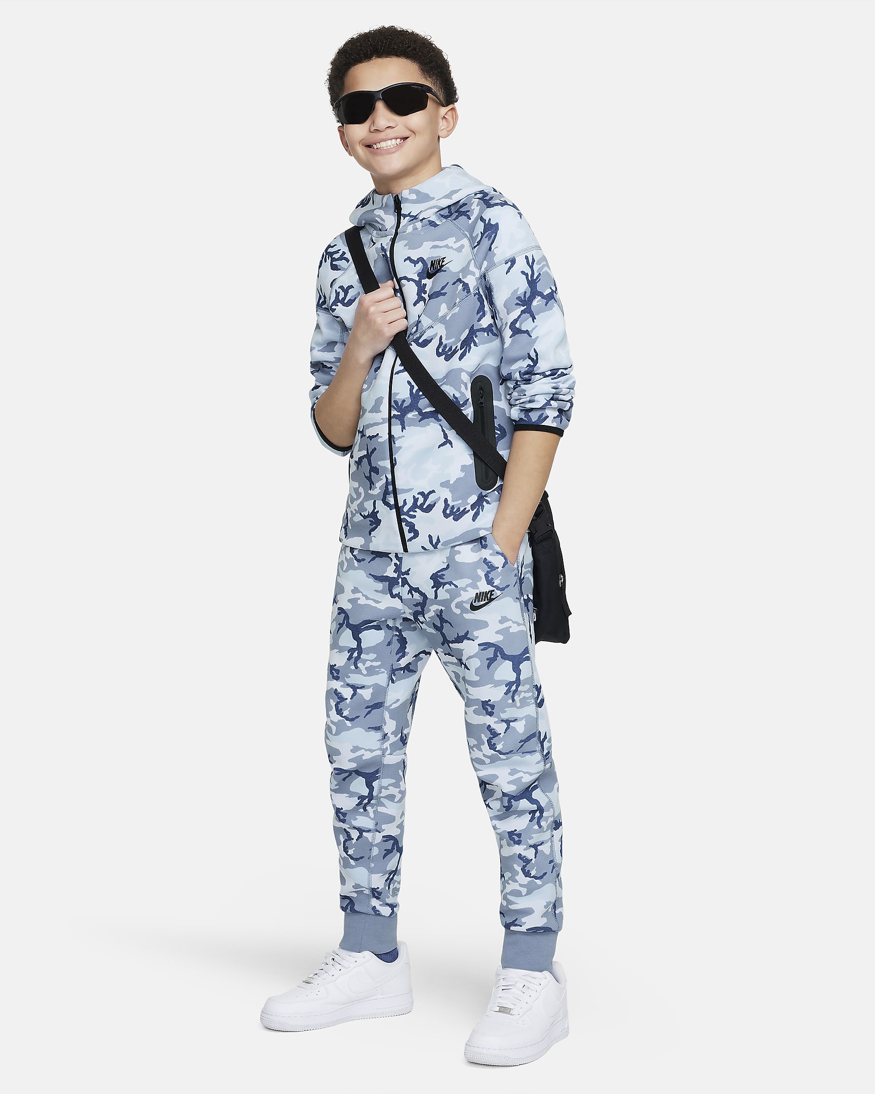 Nike Sportswear Tech Fleece Older Kids' (Boys') Camo Joggers - Ashen Slate/Ashen Slate/Black