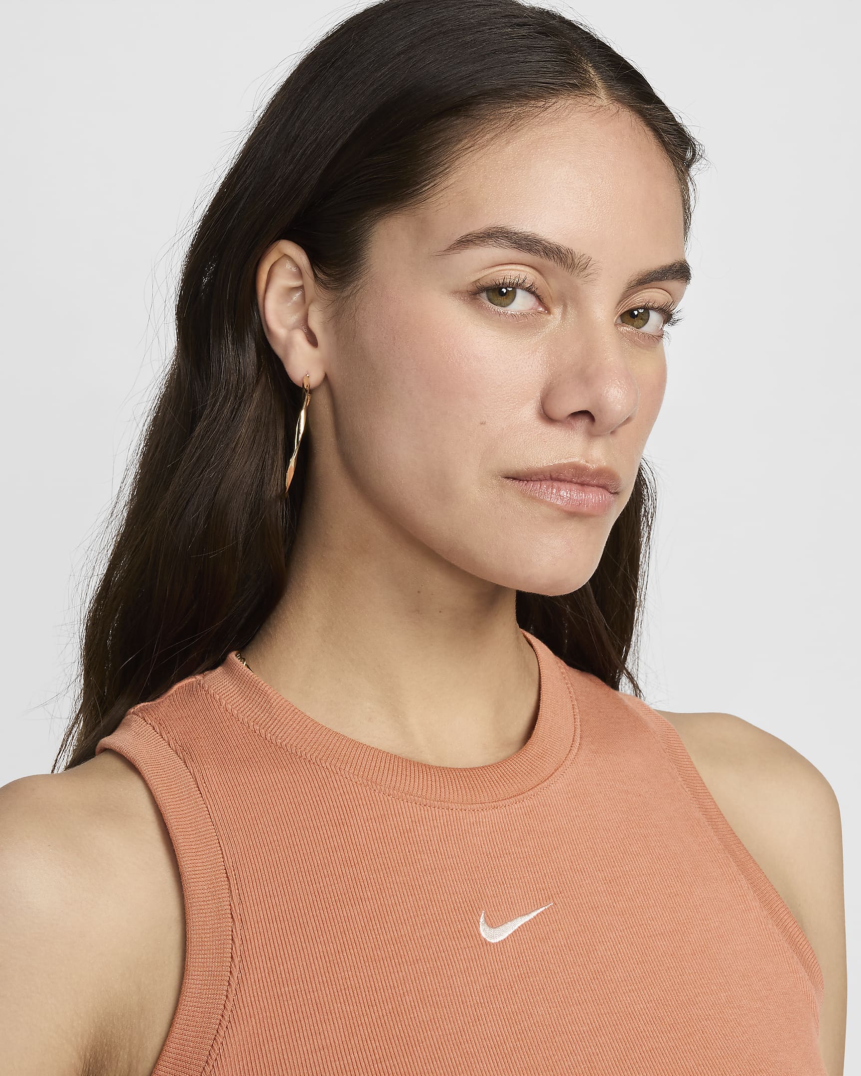 Nike Sportswear Chill Knit Women's Tight Cropped Mini-Rib Tank Top - Terra Blush/Sail