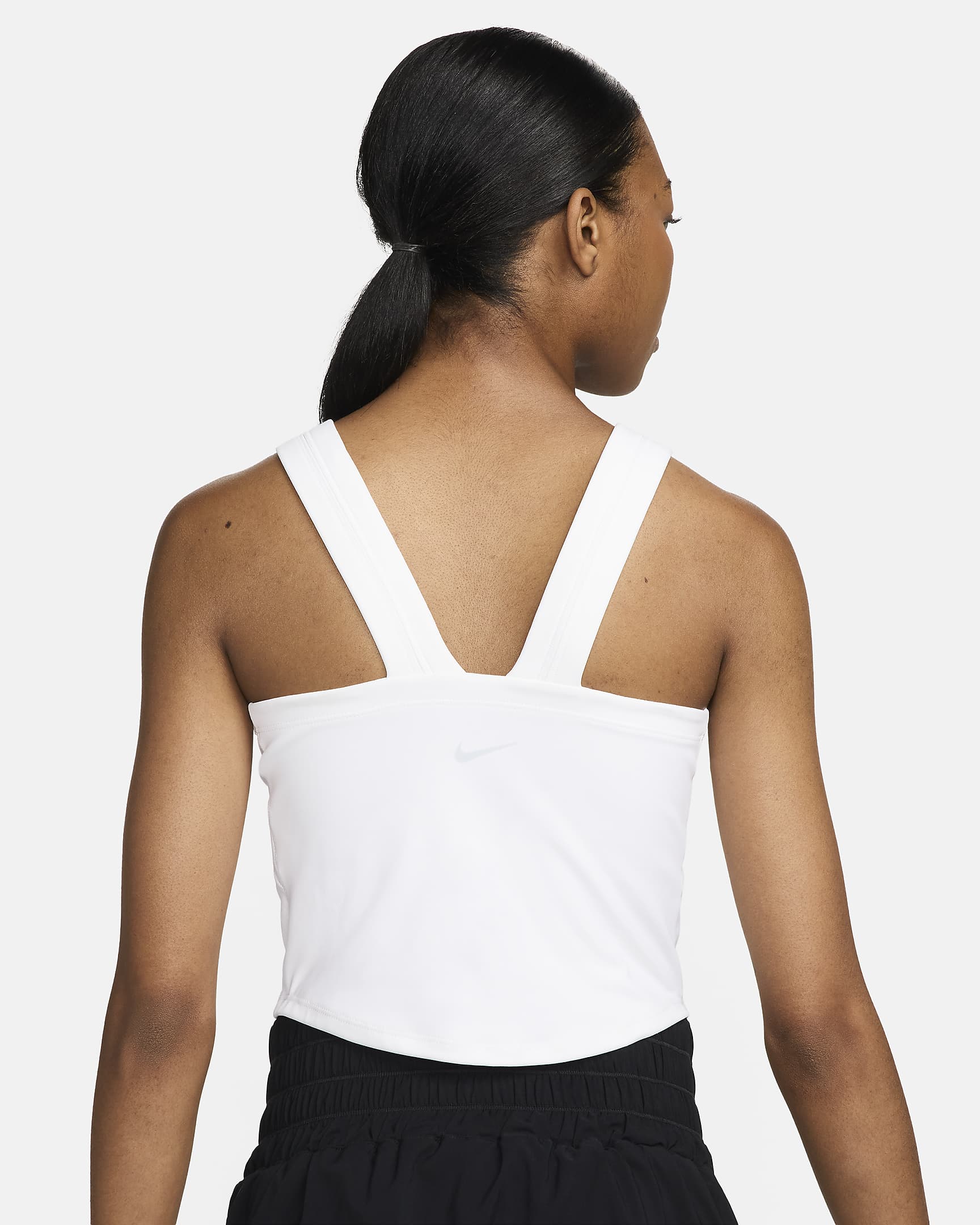 Nike One Fitted Women's Dri-FIT Strappy Cropped Tank Top - White/Black