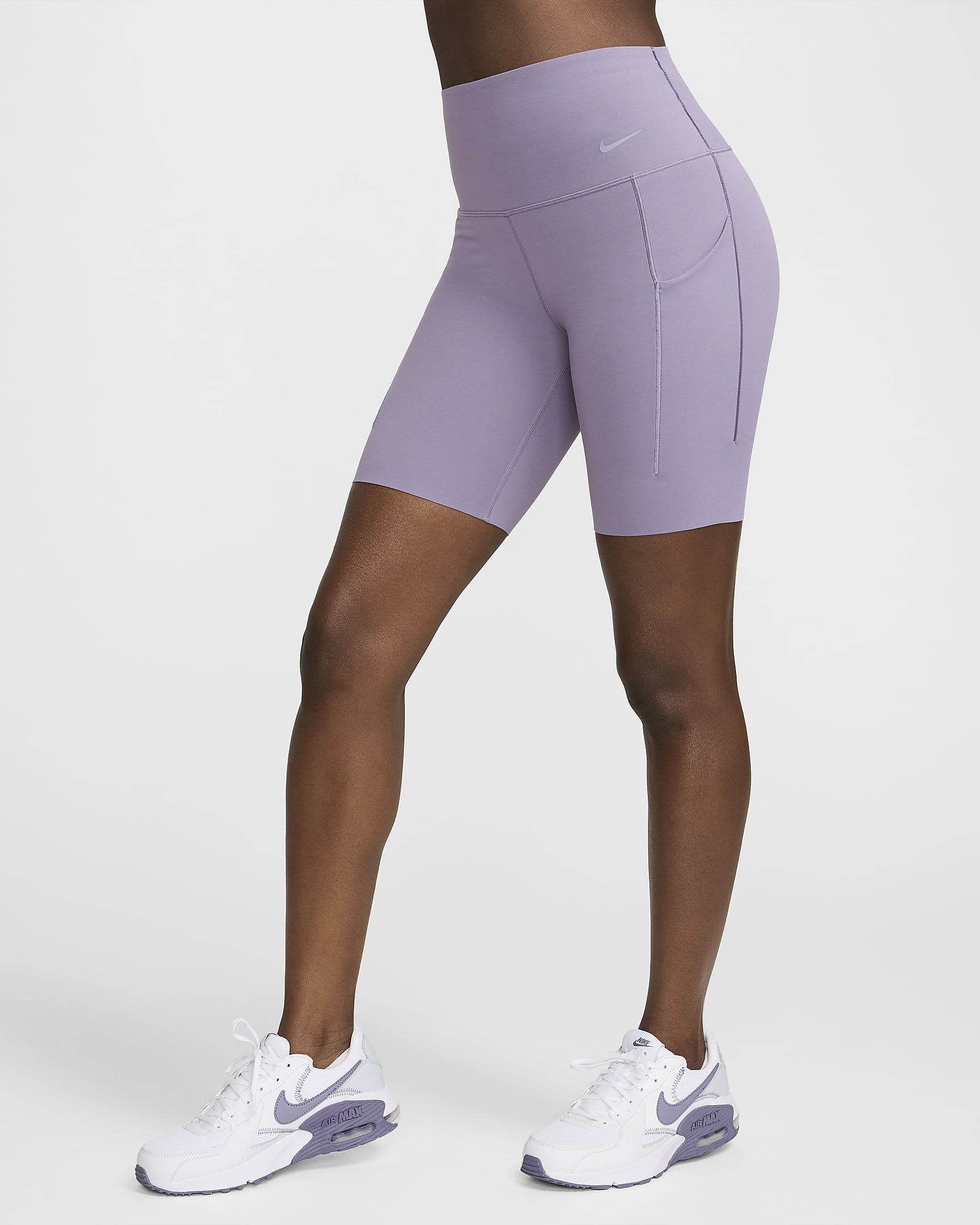 Nike Universa Bike-Shorts mit Taschen, mittlerem Halt und hohem Bund für Damen (ca. 20,5 cm) - Daybreak/Schwarz