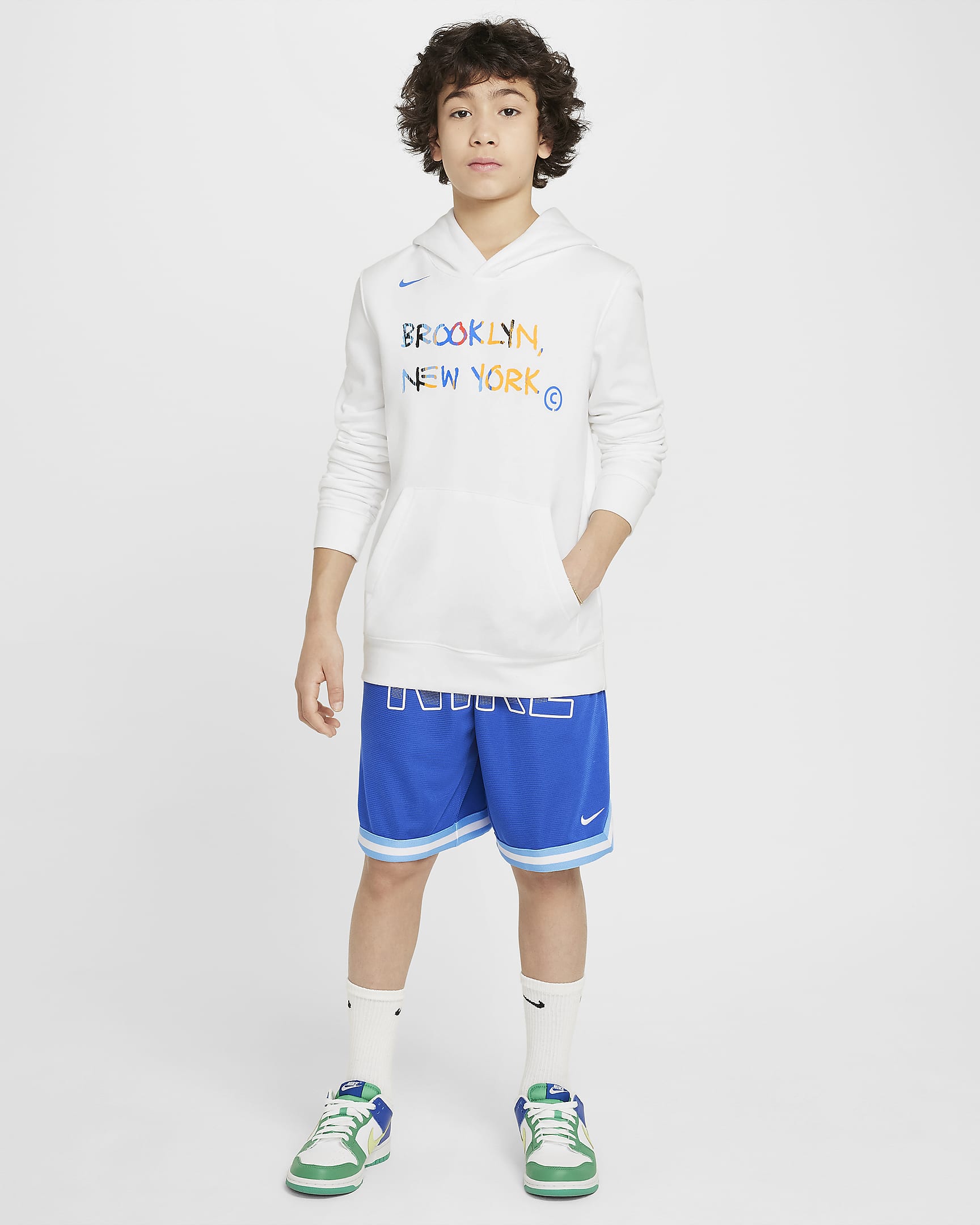 Brooklyn Nets City Edition Nike NBA-fleecehoodie voor kids - Wit
