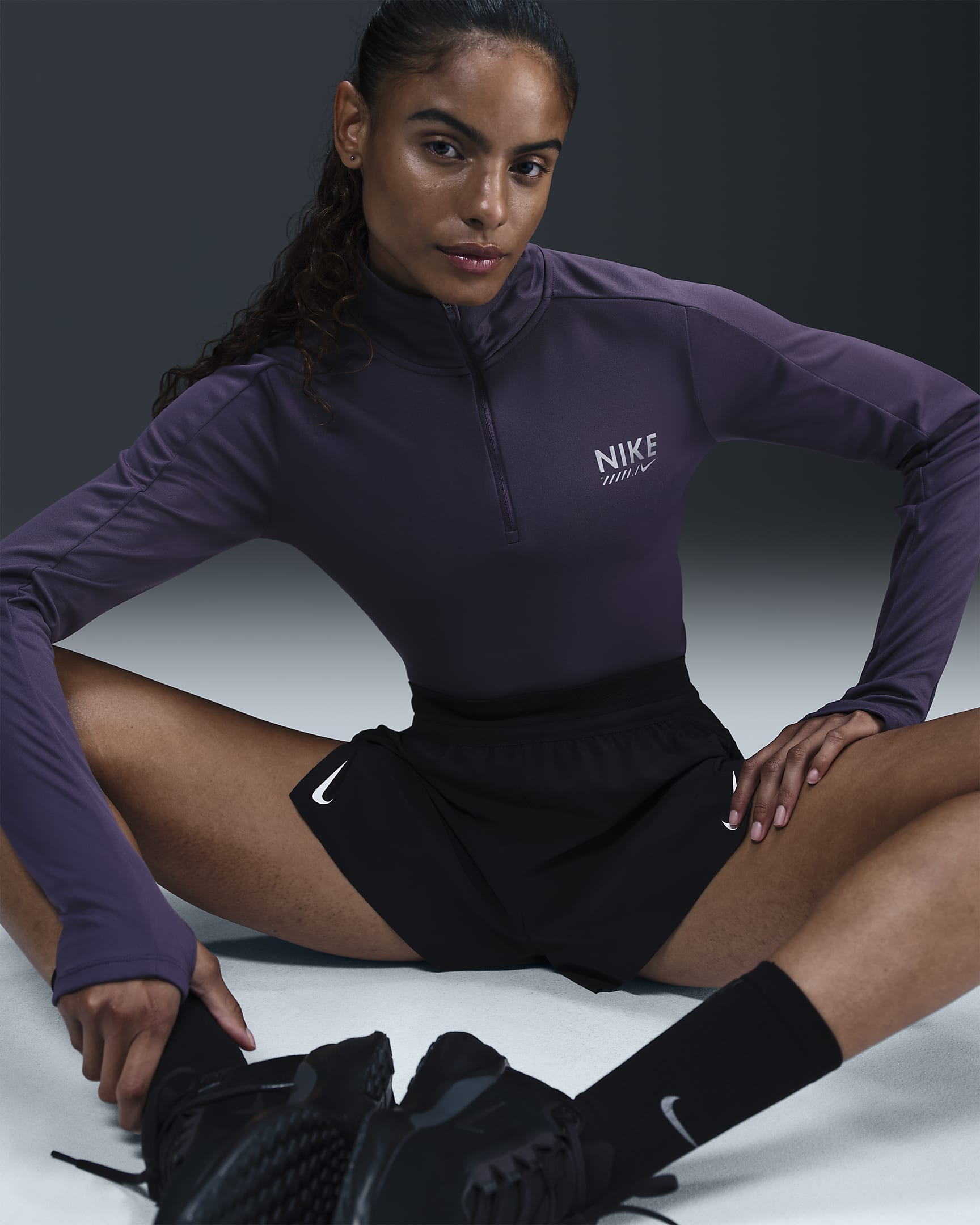 Top da running Dri-FIT con zip a 1/4 Nike Pacer – Donna - Dark Raisin