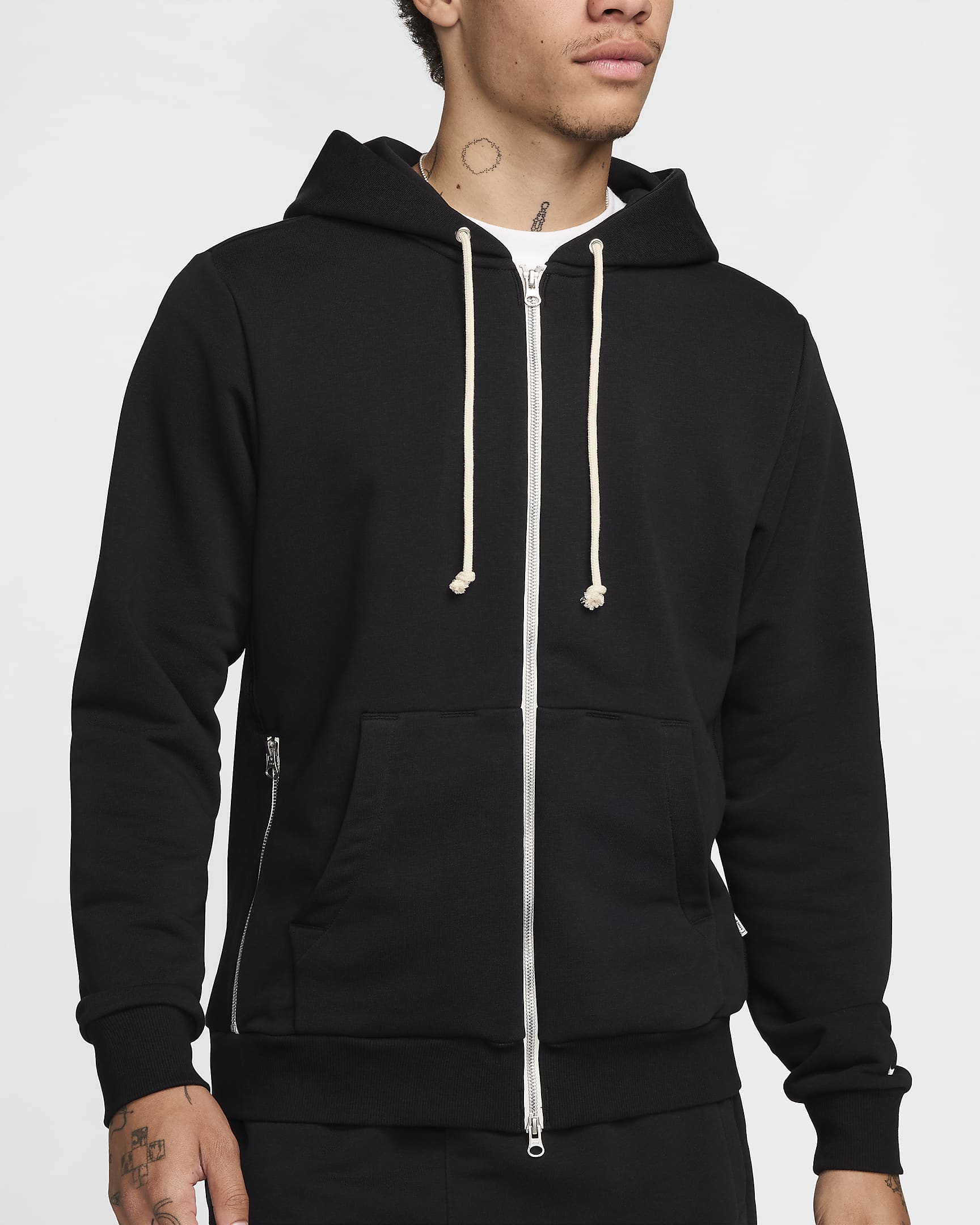 Nike Standard Issue Men's Dri-FIT Full-Zip Basketball Hoodie - Black/Pale Ivory