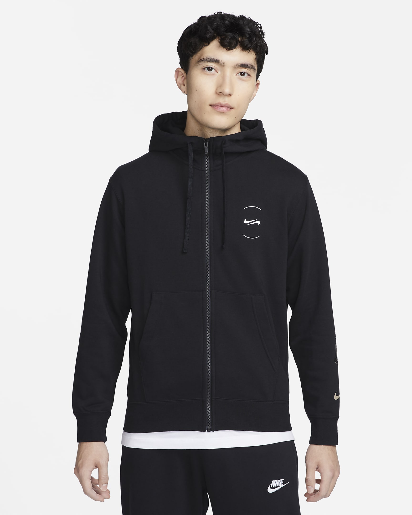 Nike Sportswear Men's Full-Zip French Terry Hoodie - Black/Khaki