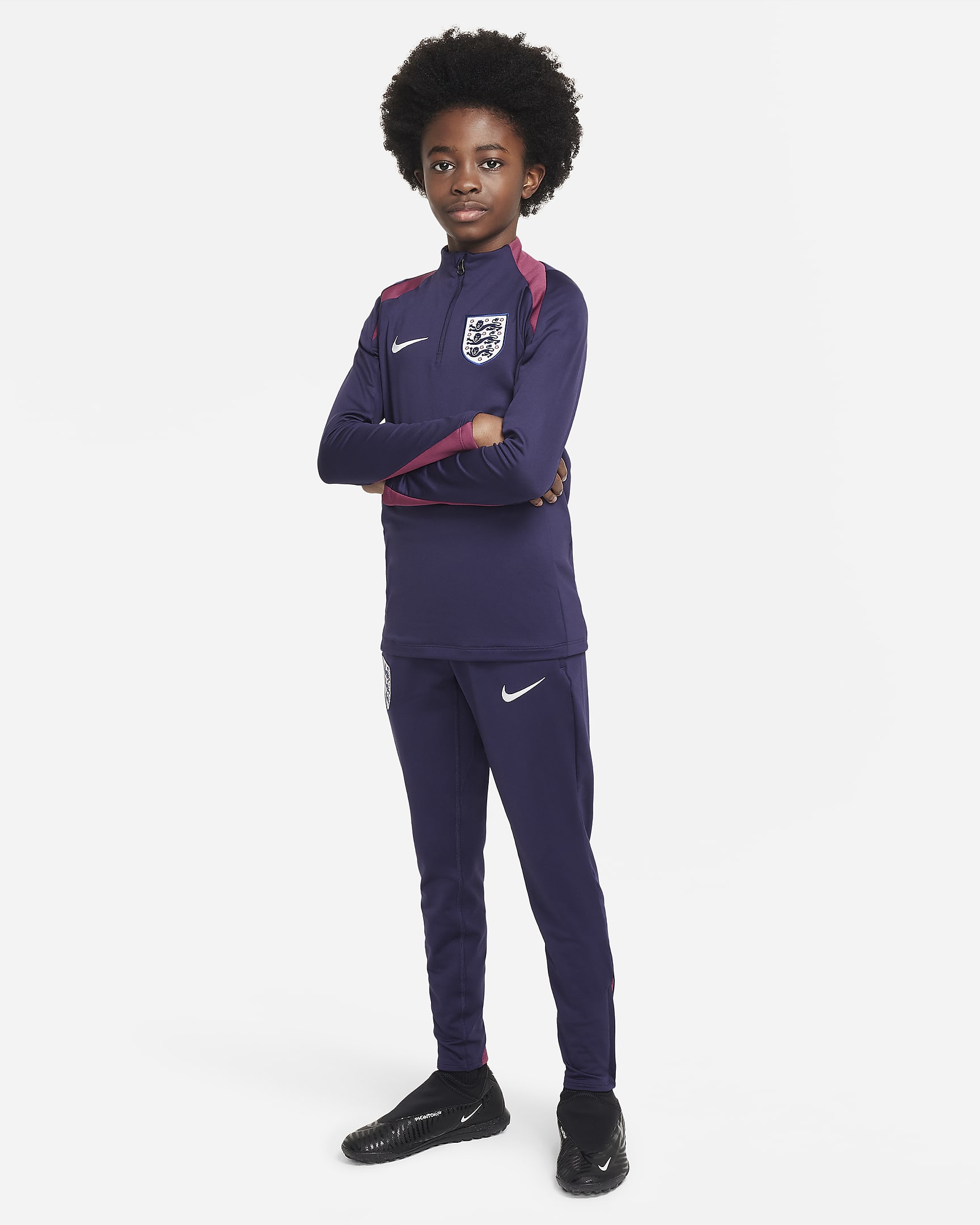 England Strike Older Kids' Nike Dri-FIT Football Knit Pants - Purple Ink/Rosewood/White