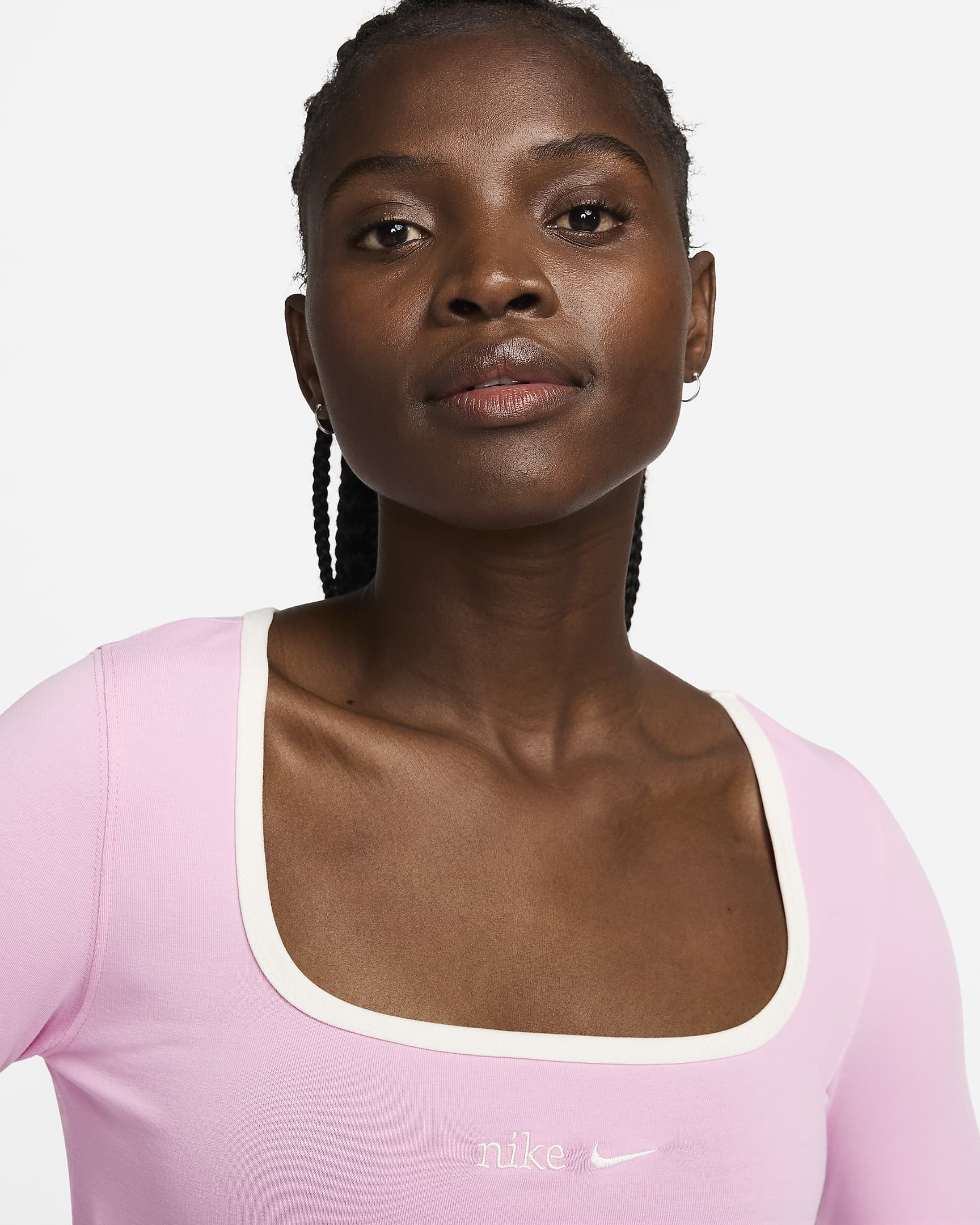 Nike Sportswear Women's Square-Neck Long-Sleeve Top - Pink Rise