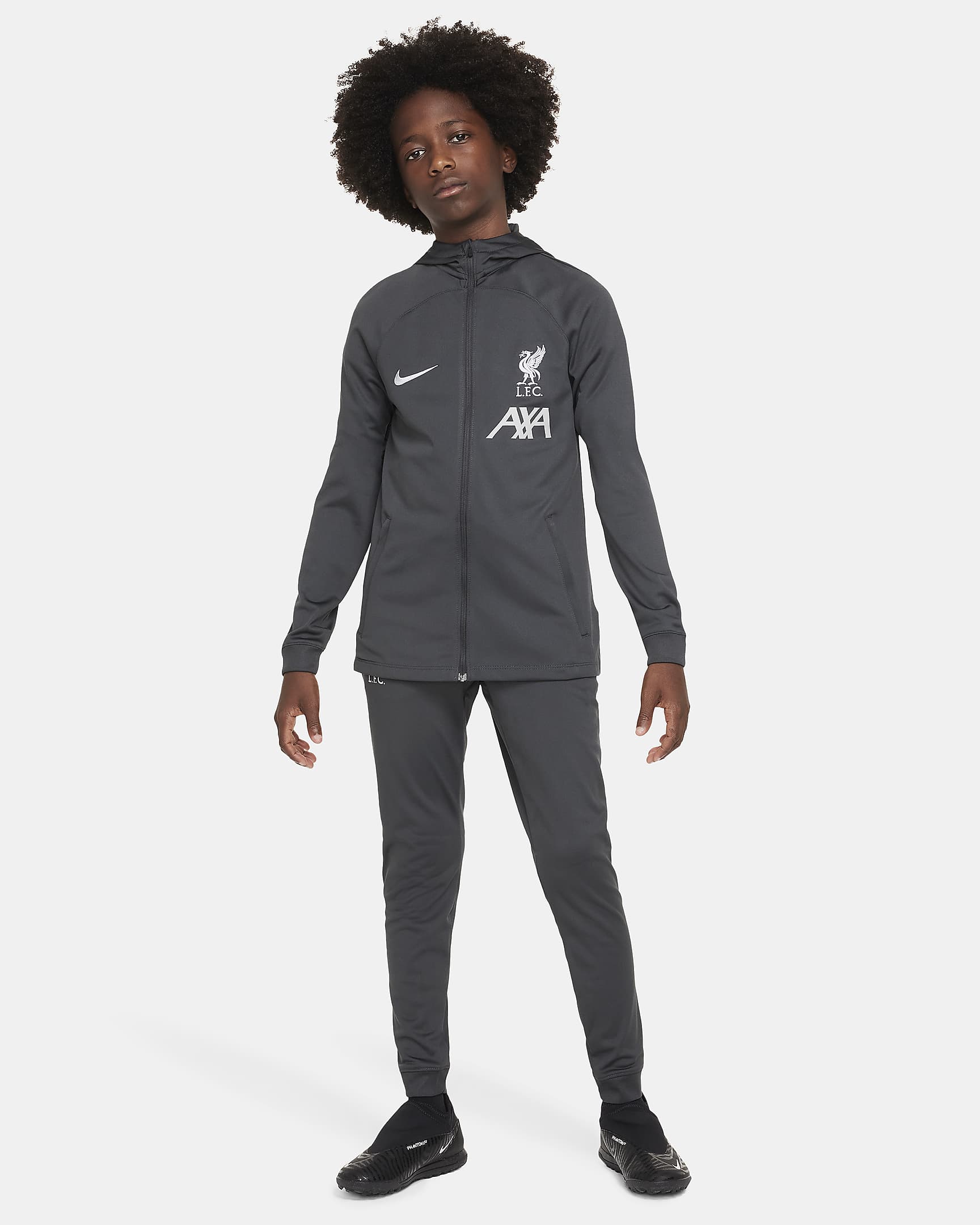 Liverpool FC Strike Xandall de futbol Nike Dri-FIT de teixit Knit amb caputxa - Nen/a - Anthracite/Wolf Grey