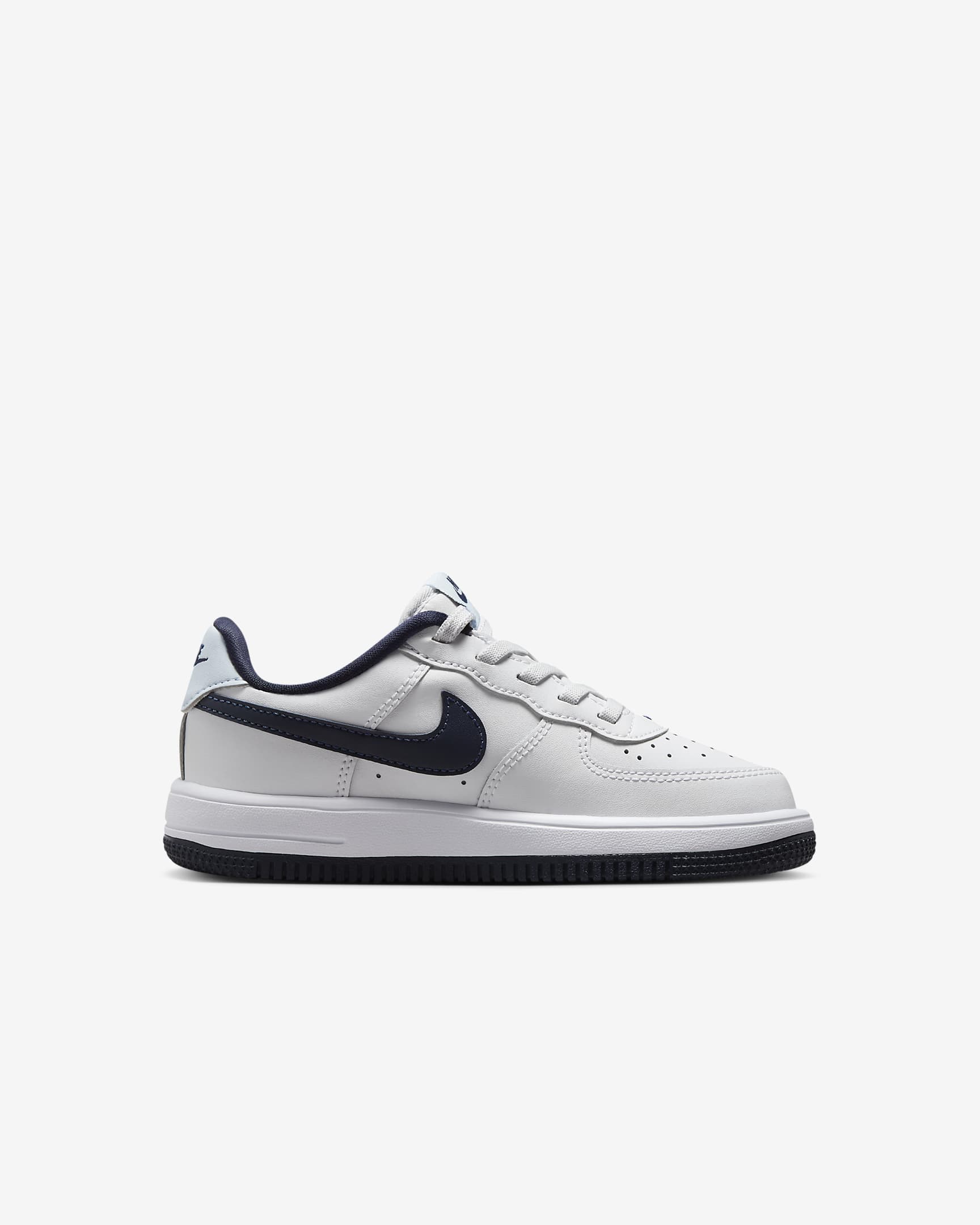 Nike Force 1 低筒 EasyOn 小童鞋款 - 白色/Football Grey/Midnight Navy