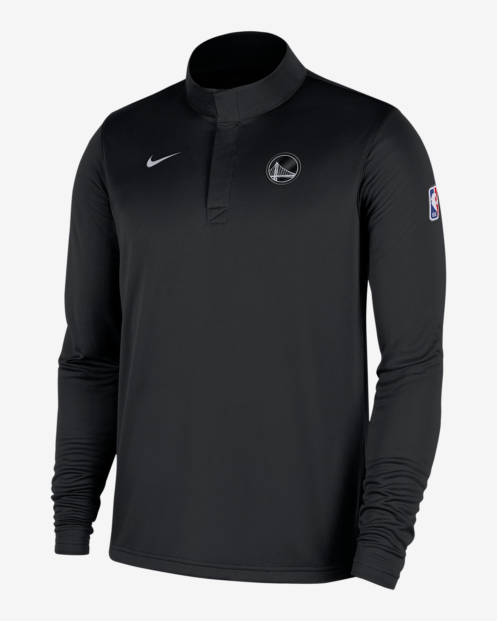 Playera de manga larga Nike Dri-FIT de la NBA de cierre de 1/4 para hombre Golden State Warriors - Negro/Blanco