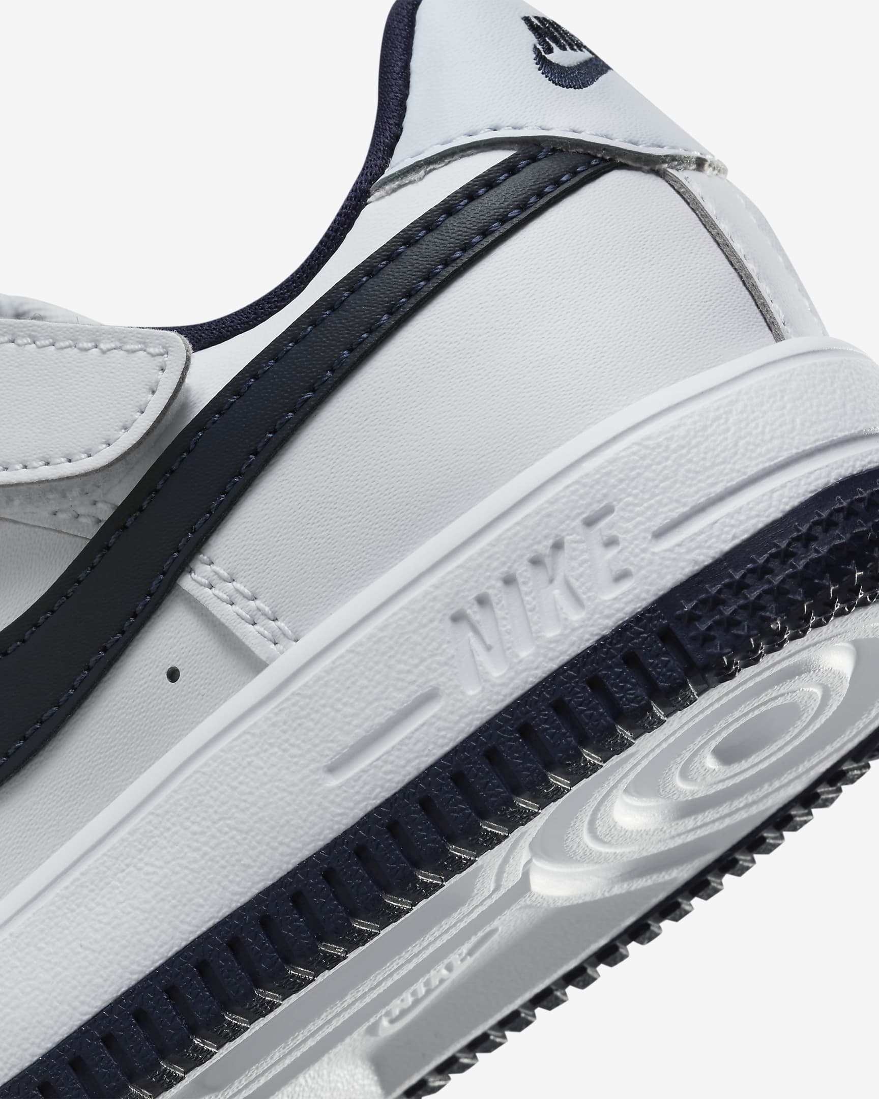 Nike Force 1 低筒 EasyOn 小童鞋款 - 白色/Football Grey/Midnight Navy